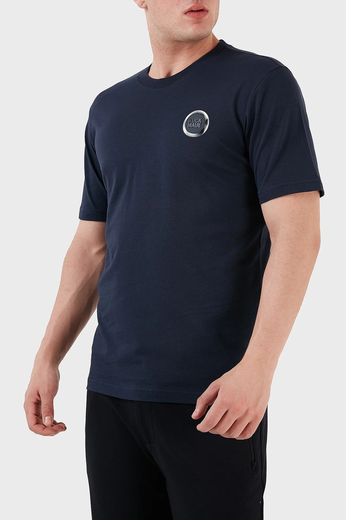 Ruck & Maul Bisiklet Yaka % 100 Pamuk Regular Fit Erkek T Shirt RMM031300010 LACİVERT - 2