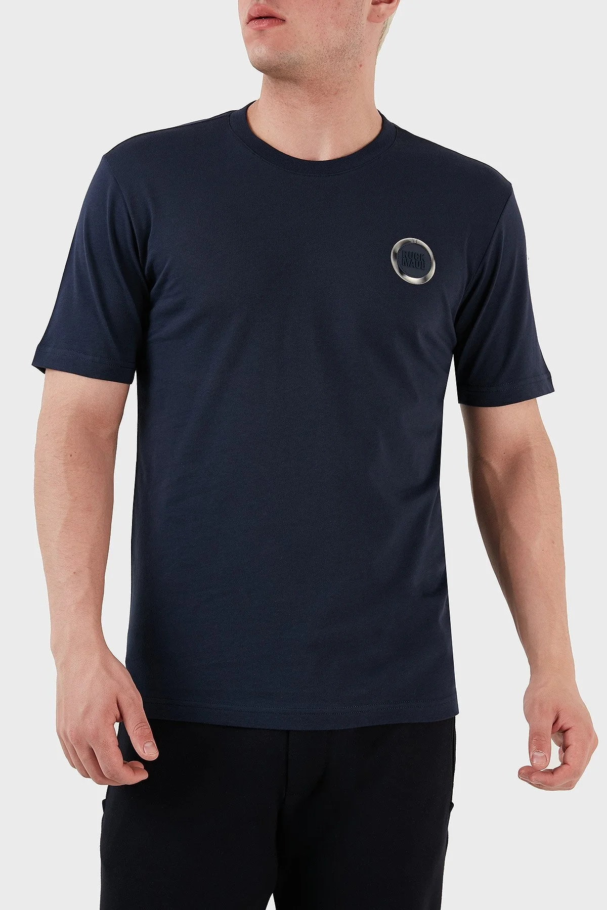 Ruck & Maul Bisiklet Yaka % 100 Pamuk Regular Fit Erkek T Shirt RMM031300010 LACİVERT - 5