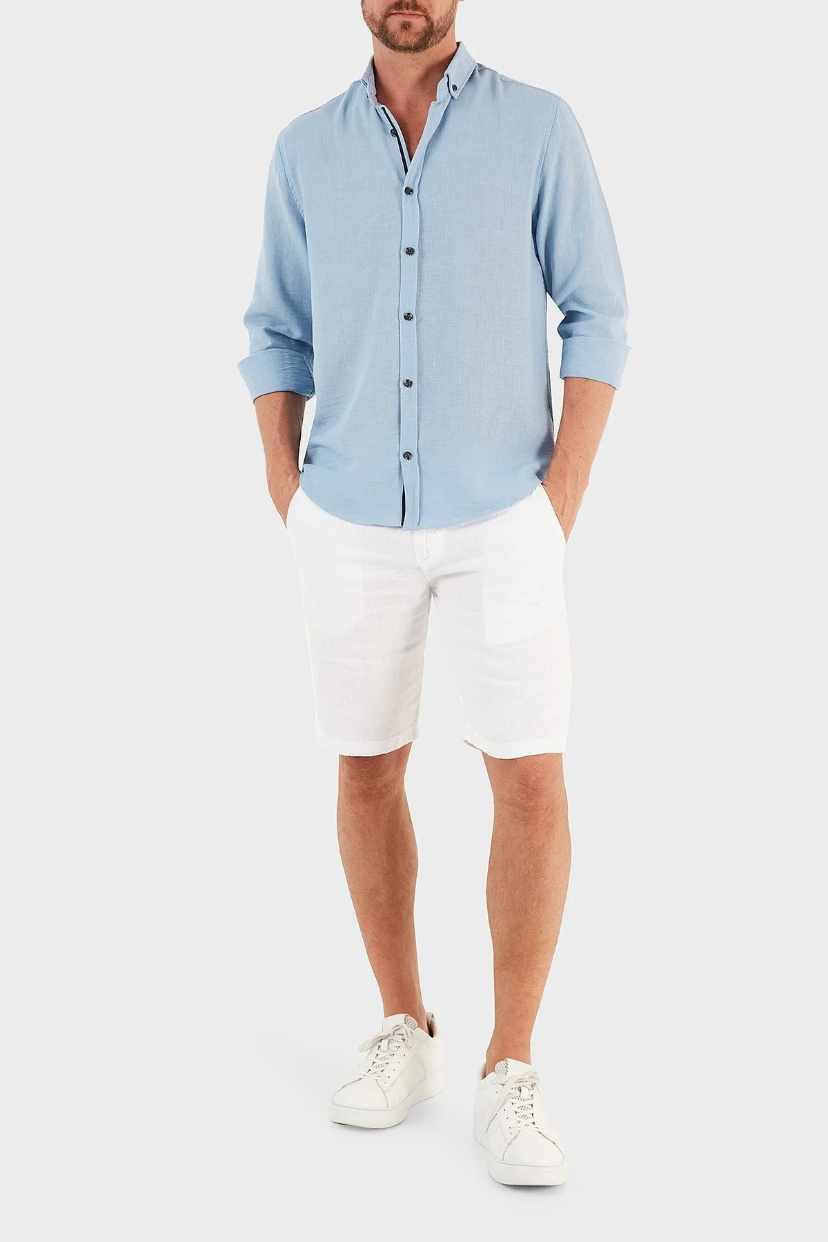 Ruck & Maul Cepli % 100 Keten Erkek Short RMM475000003 23850 BEYAZ - 1