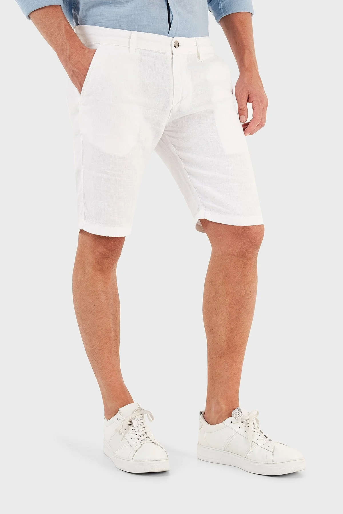 Ruck & Maul Cepli % 100 Keten Erkek Short RMM475000003 23850 BEYAZ - 2