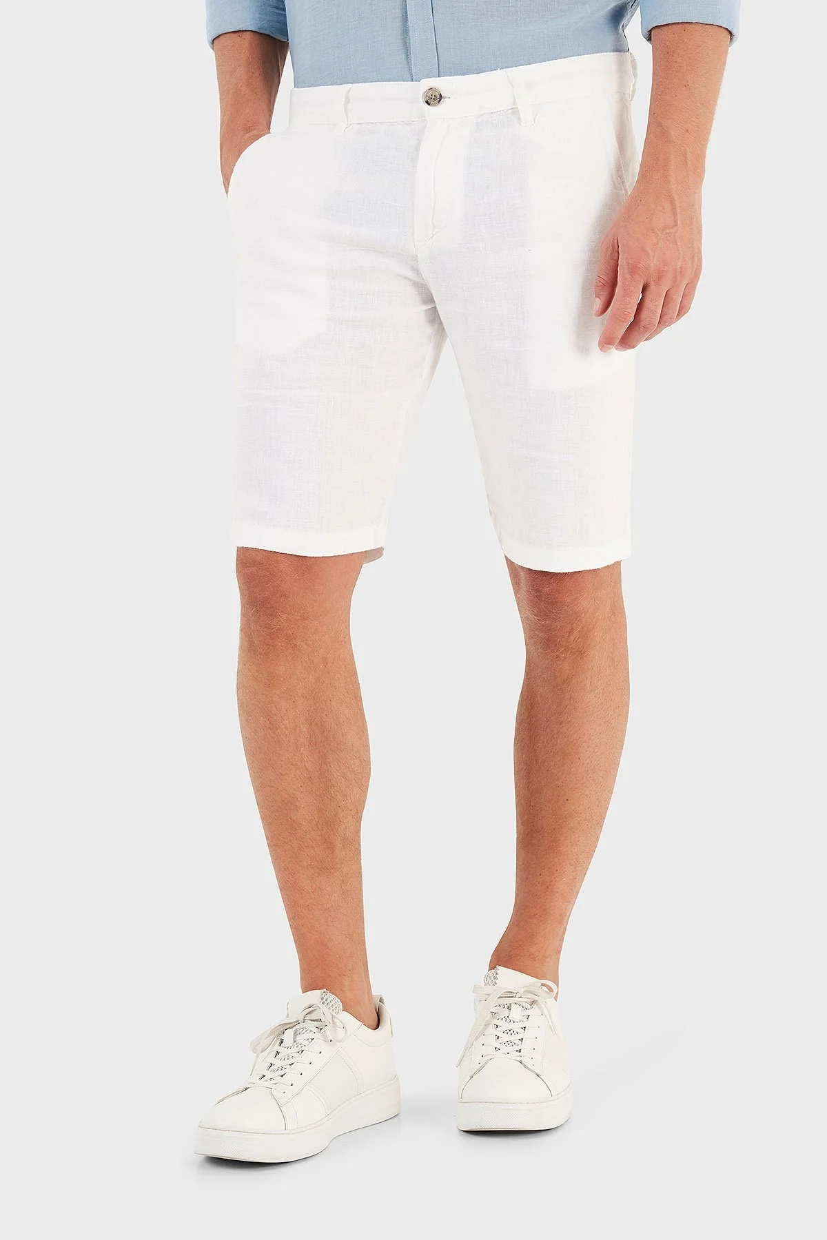 Ruck & Maul Cepli % 100 Keten Erkek Short RMM475000003 23850 BEYAZ - 3