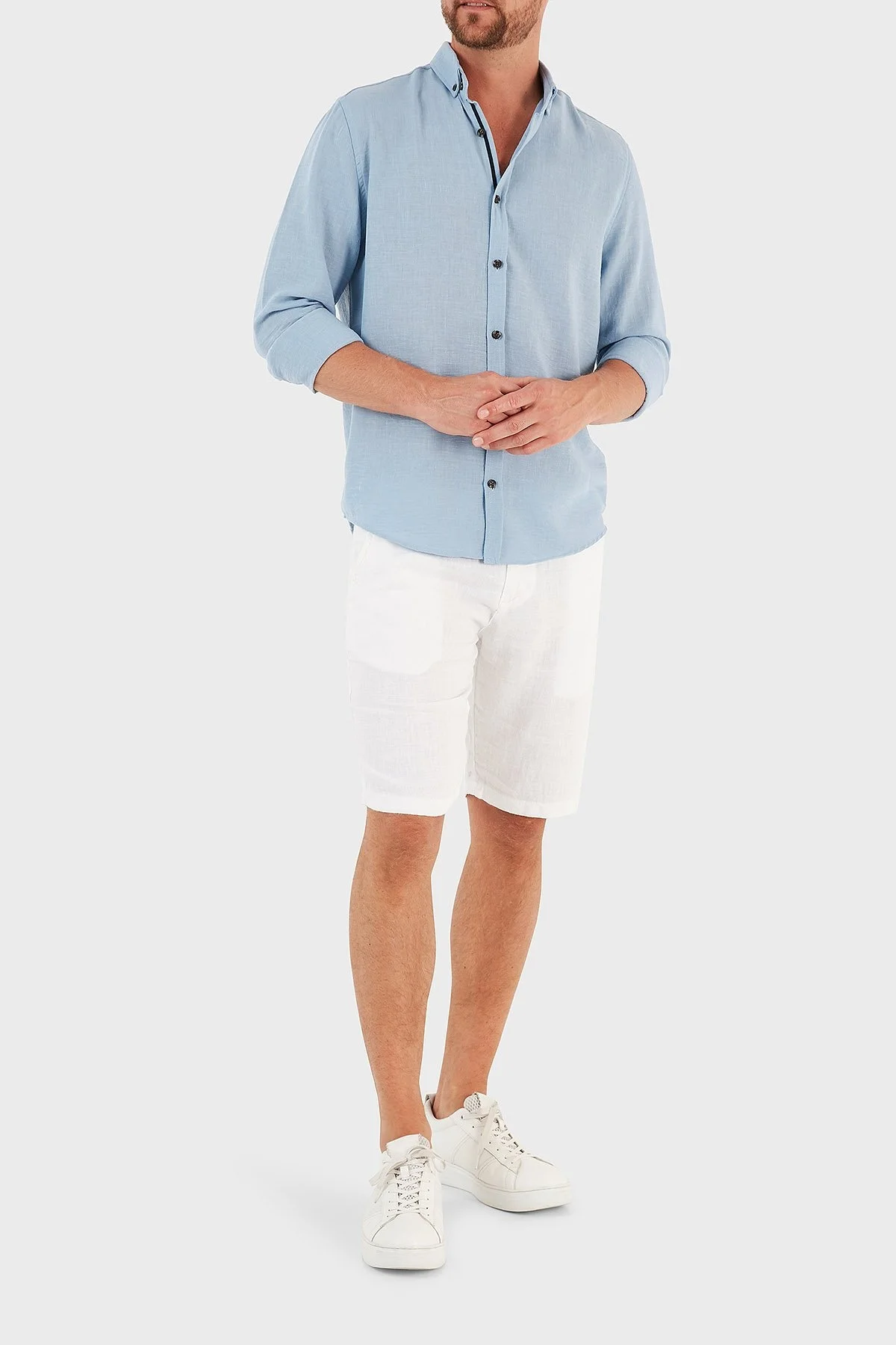 Ruck & Maul Cepli % 100 Keten Erkek Short RMM475000003 23850 BEYAZ - 5