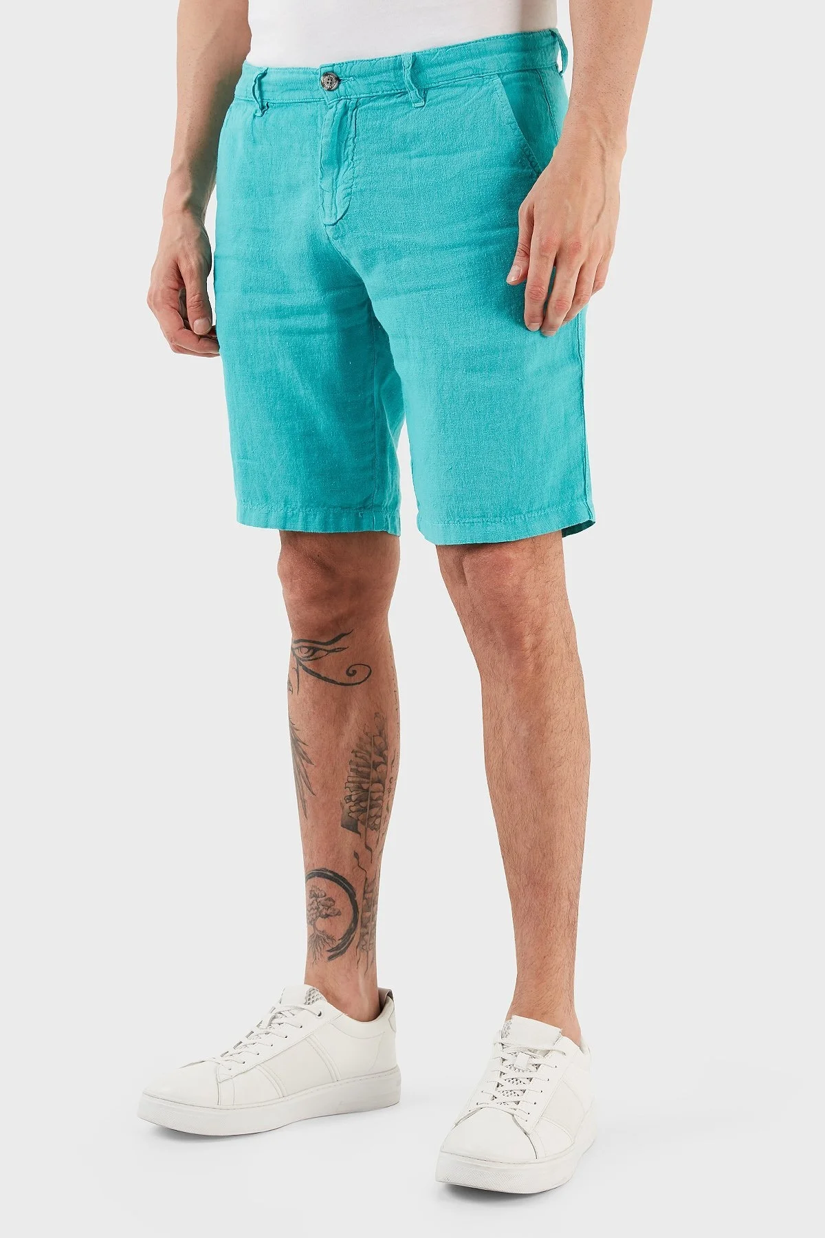 Ruck & Maul Cepli % 100 Keten Erkek Short RMM475000003 23850 PETROL - 3