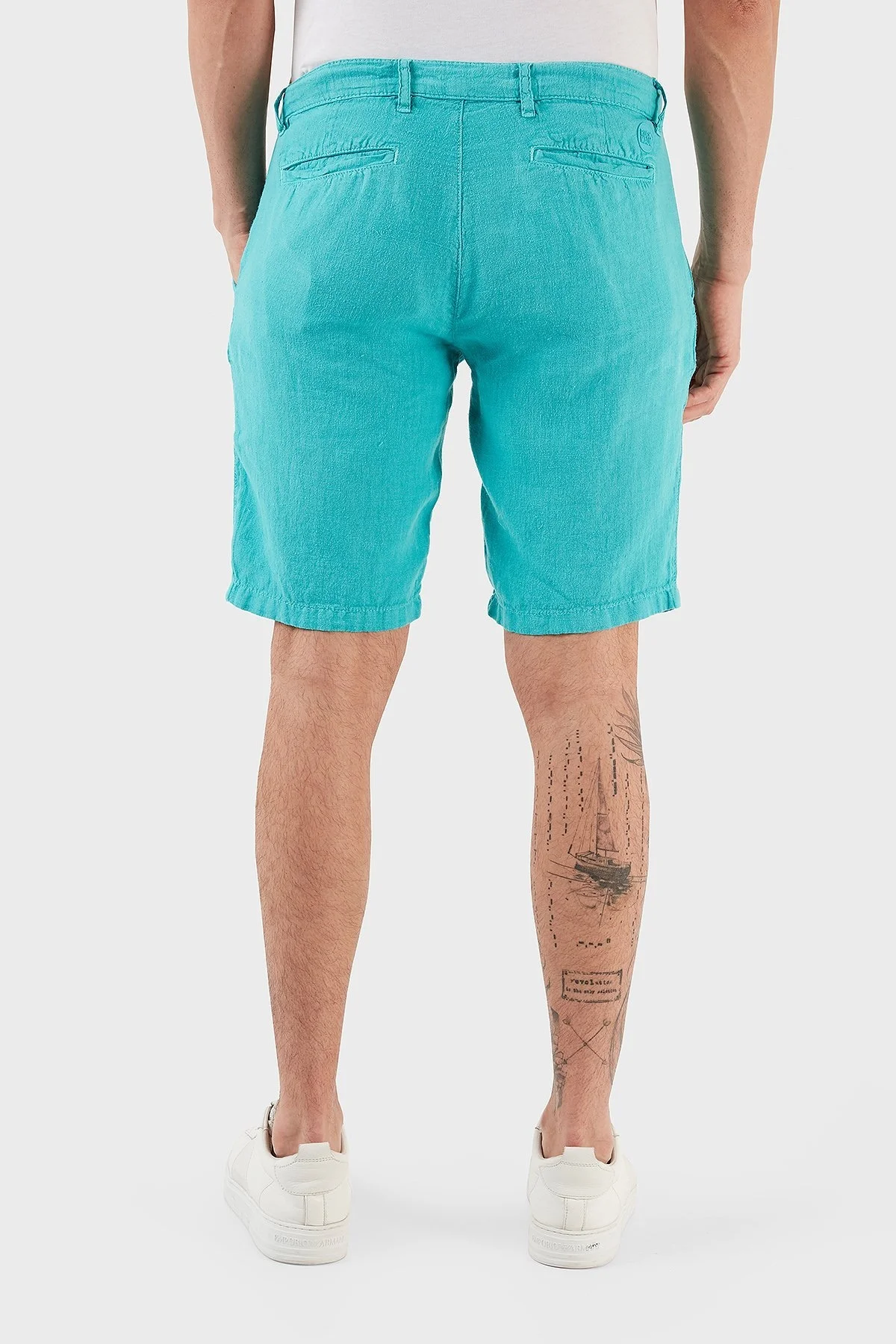 Ruck & Maul Cepli % 100 Keten Erkek Short RMM475000003 23850 PETROL - 5