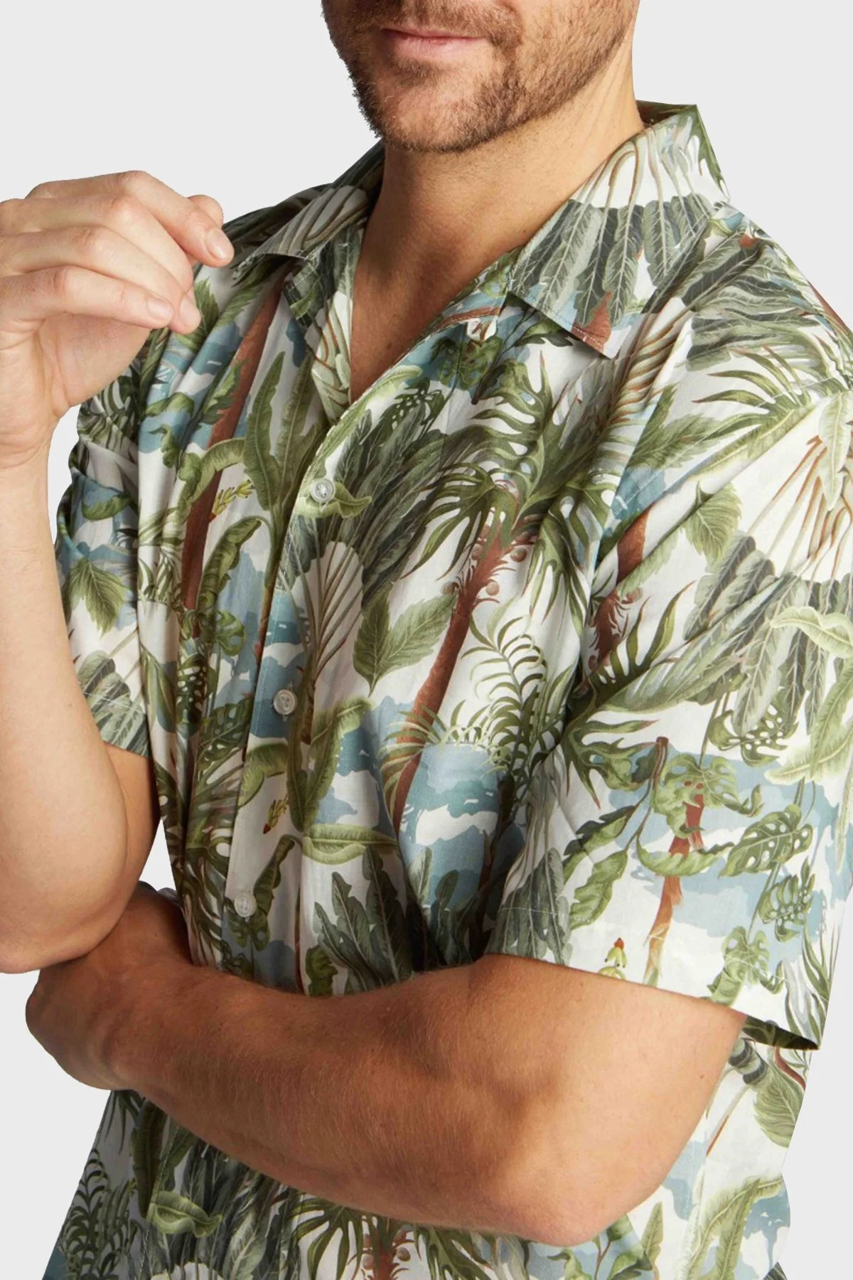 Ruck & Maul Desenli Kısa Kollu Apaş Yaka Regular Fit Erkek Gömlek RMM02DS00004 23512 YEŞİL-MAVİ - 2