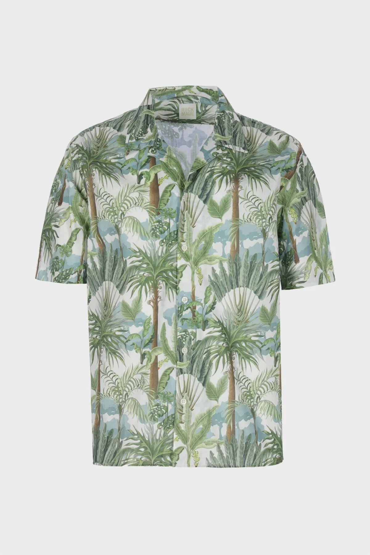 Ruck & Maul Desenli Kısa Kollu Apaş Yaka Regular Fit Erkek Gömlek RMM02DS00004 23512 YEŞİL-MAVİ - 4
