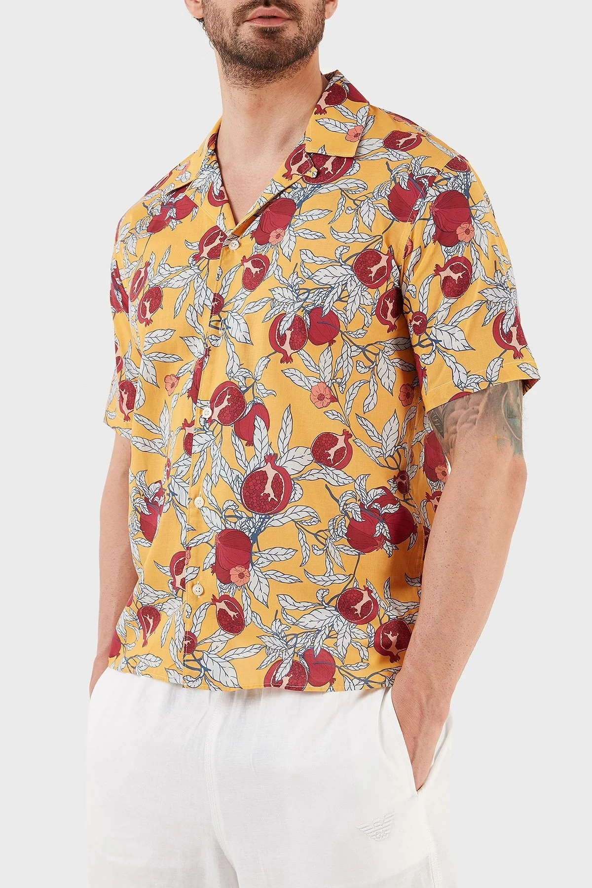 Ruck & Maul Desenli Regular Fit % 100 Pamuk Apaş Yaka Kısa Kollu Dokuma Erkek Gömlek RMM02DS00003 23511 PEMBE-GOLD - 2