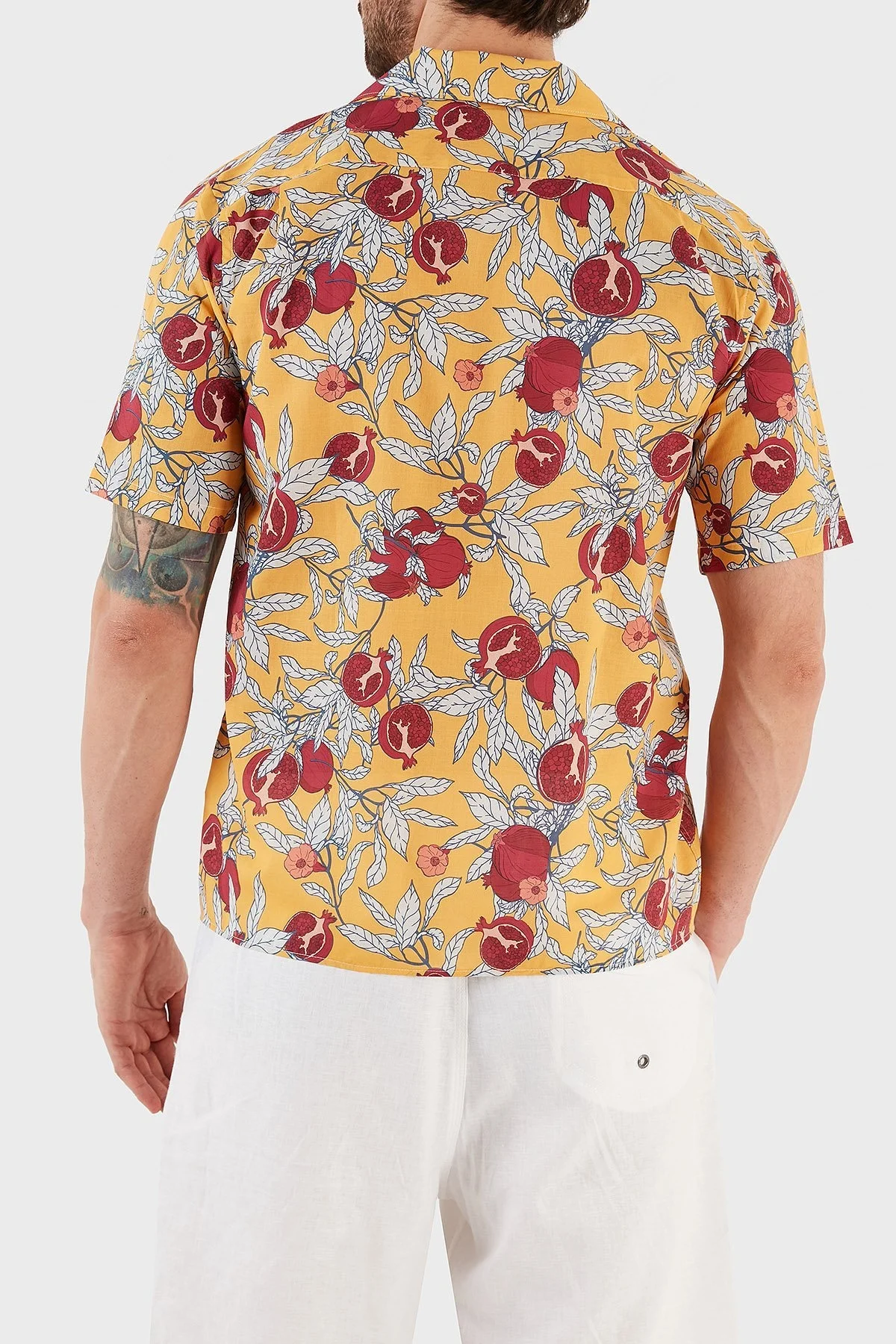 Ruck & Maul Desenli Regular Fit % 100 Pamuk Apaş Yaka Kısa Kollu Dokuma Erkek Gömlek RMM02DS00003 23511 PEMBE-GOLD - 5