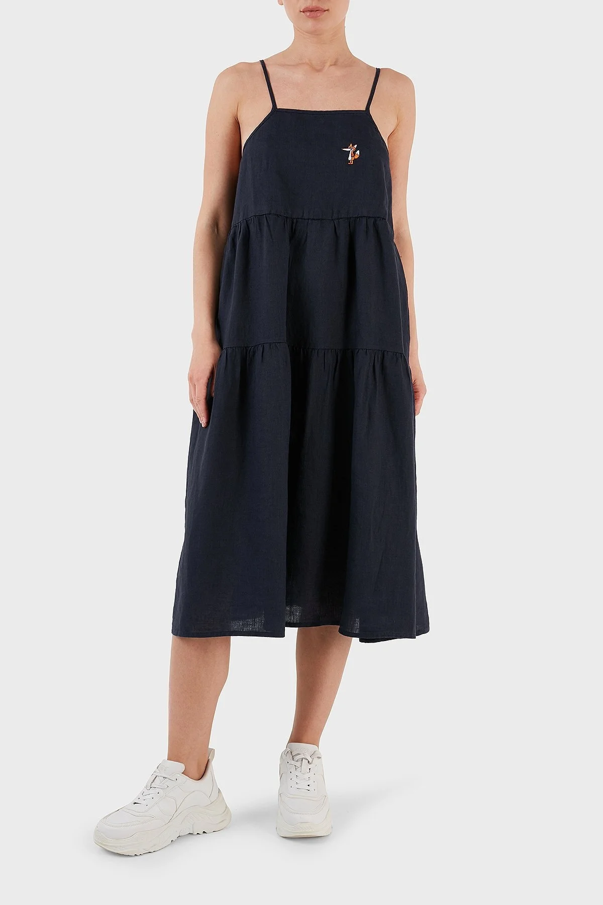 Ruck & Maul İnce Askılı Volanlı Rahat Kesim Bayan Elbise RMW197000005 23900 LACİVERT - 2