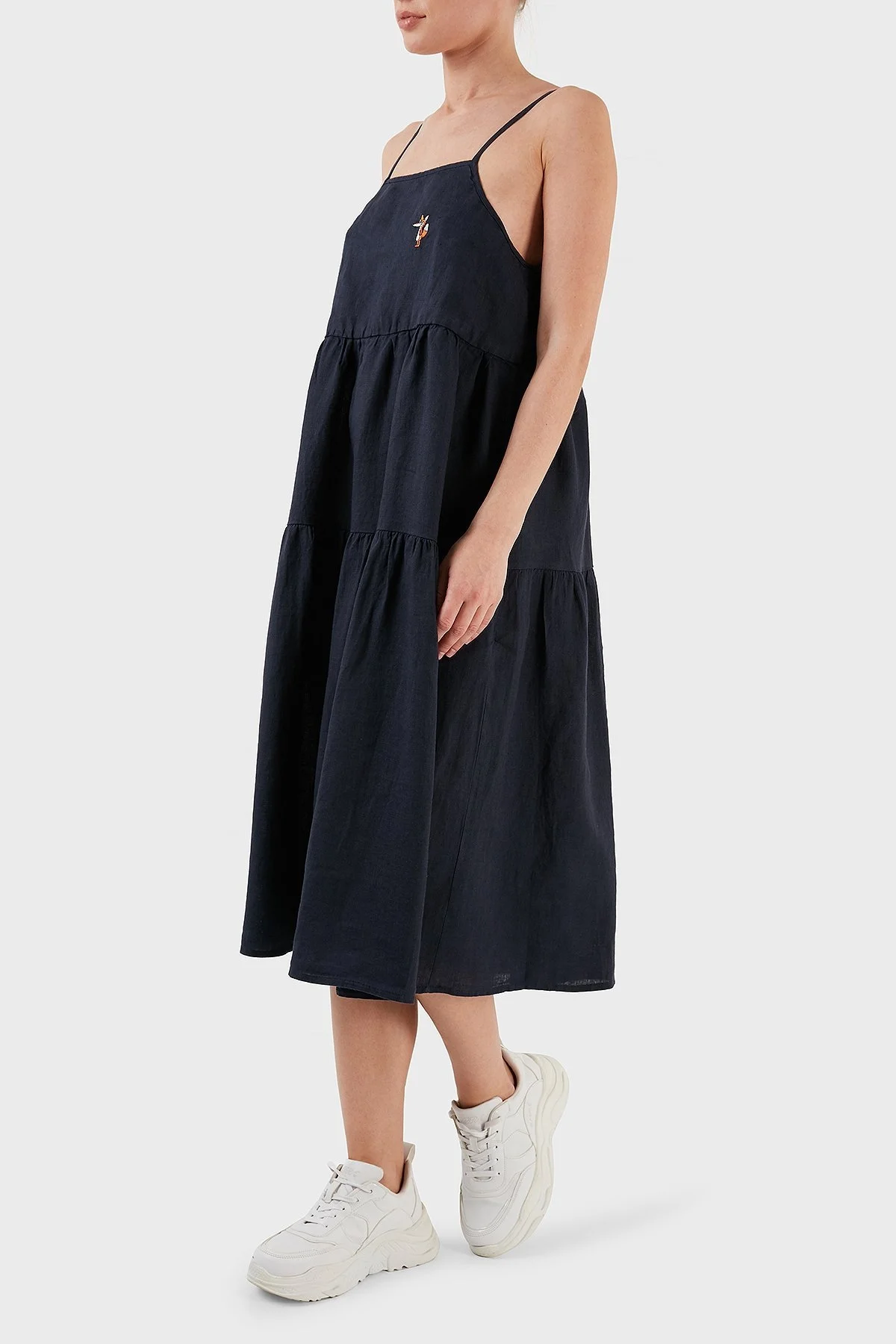 Ruck & Maul İnce Askılı Volanlı Rahat Kesim Bayan Elbise RMW197000005 23900 LACİVERT - 3