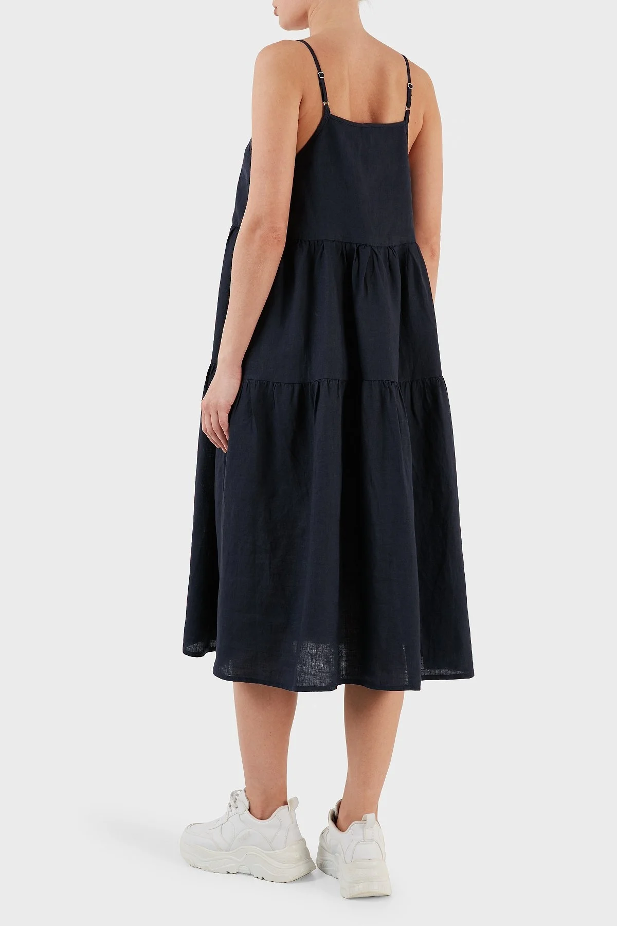 Ruck & Maul İnce Askılı Volanlı Rahat Kesim Bayan Elbise RMW197000005 23900 LACİVERT - 4