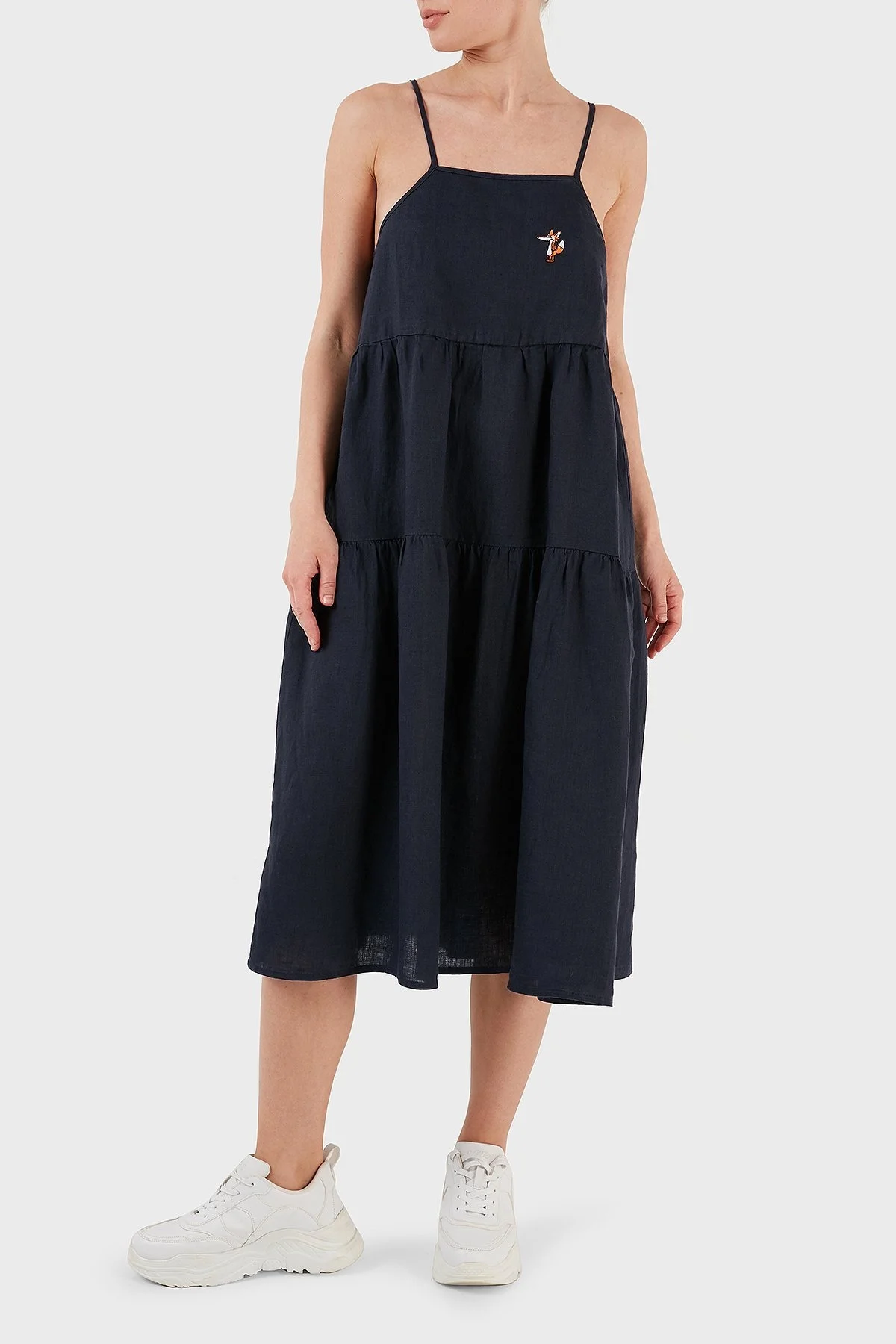 Ruck & Maul İnce Askılı Volanlı Rahat Kesim Bayan Elbise RMW197000005 23900 LACİVERT - 5