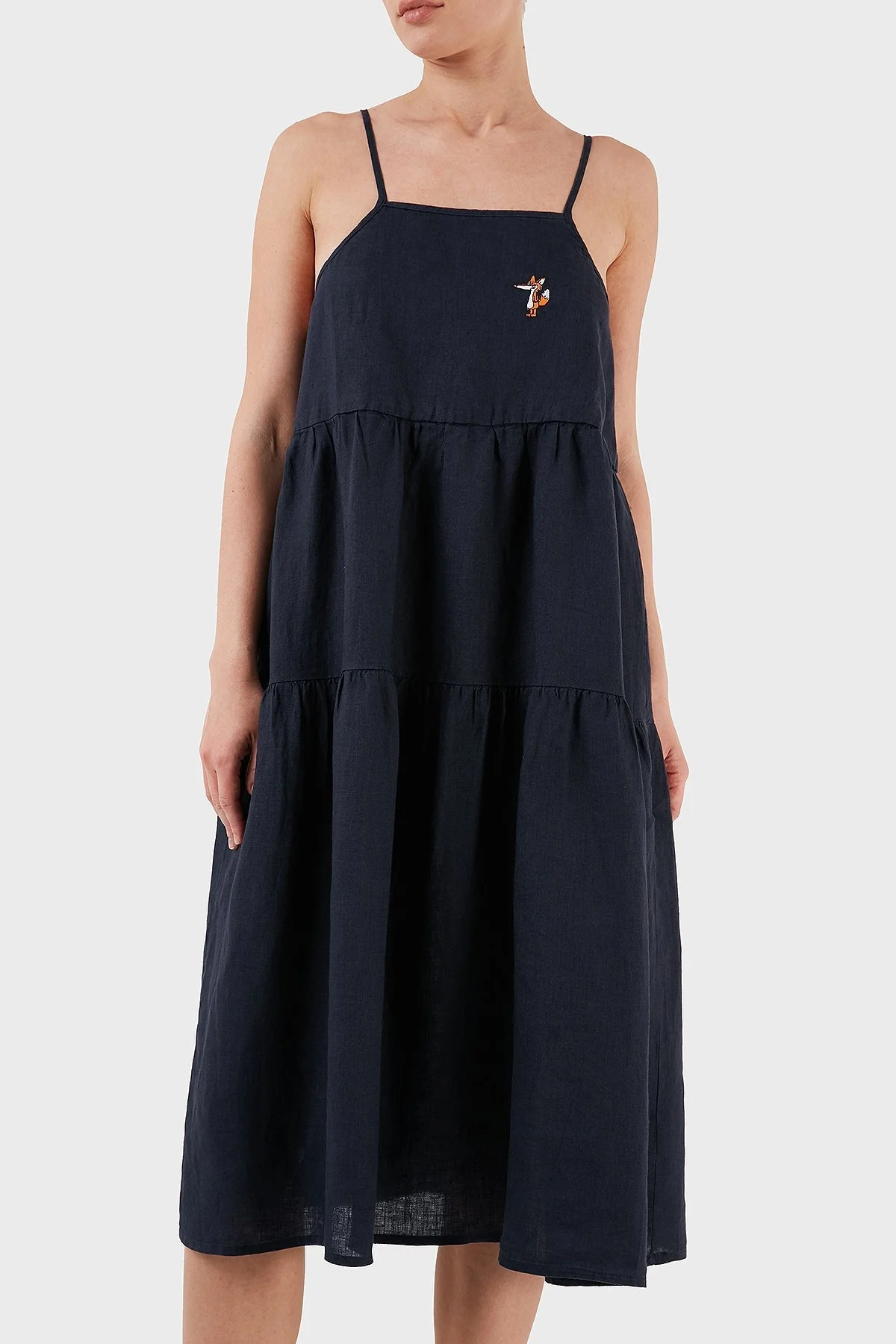 Ruck & Maul İnce Askılı Volanlı Rahat Kesim Bayan Elbise RMW197000005 23900 LACİVERT - 6