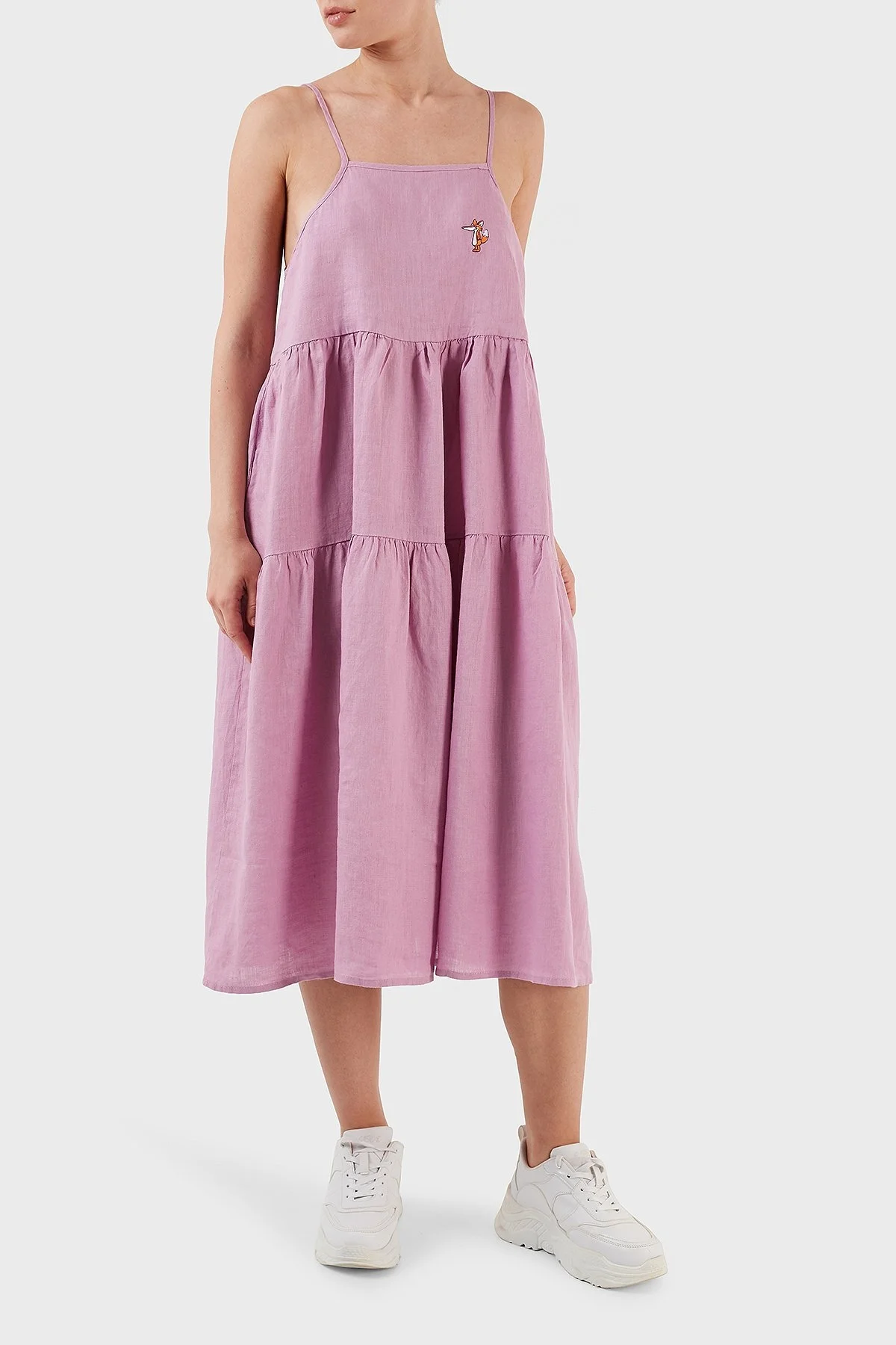 Ruck & Maul İnce Askılı Volanlı Rahat Kesim Bayan Elbise RMW197000005 23900 PEMBE - 2