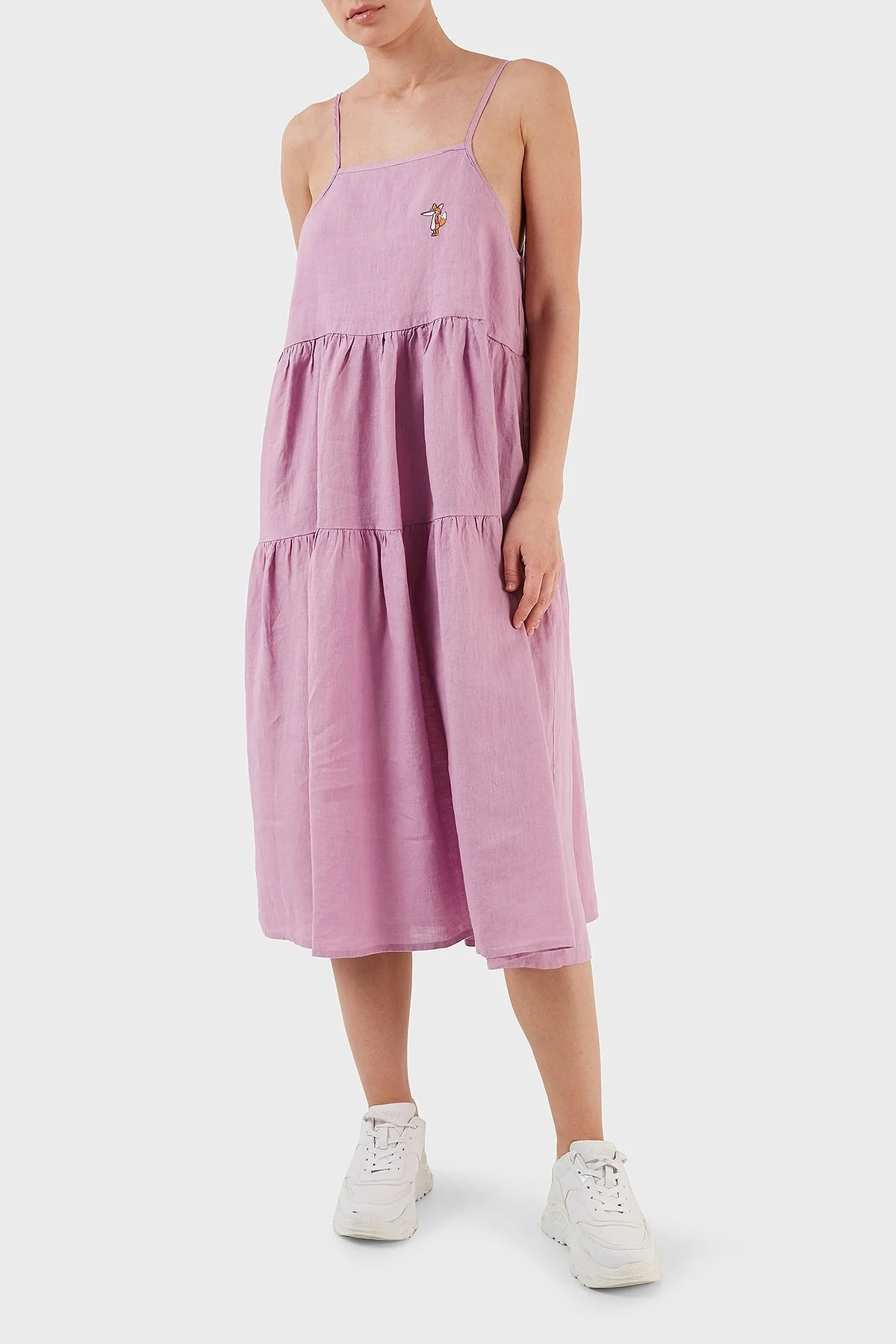 Ruck & Maul İnce Askılı Volanlı Rahat Kesim Bayan Elbise RMW197000005 23900 PEMBE - 3