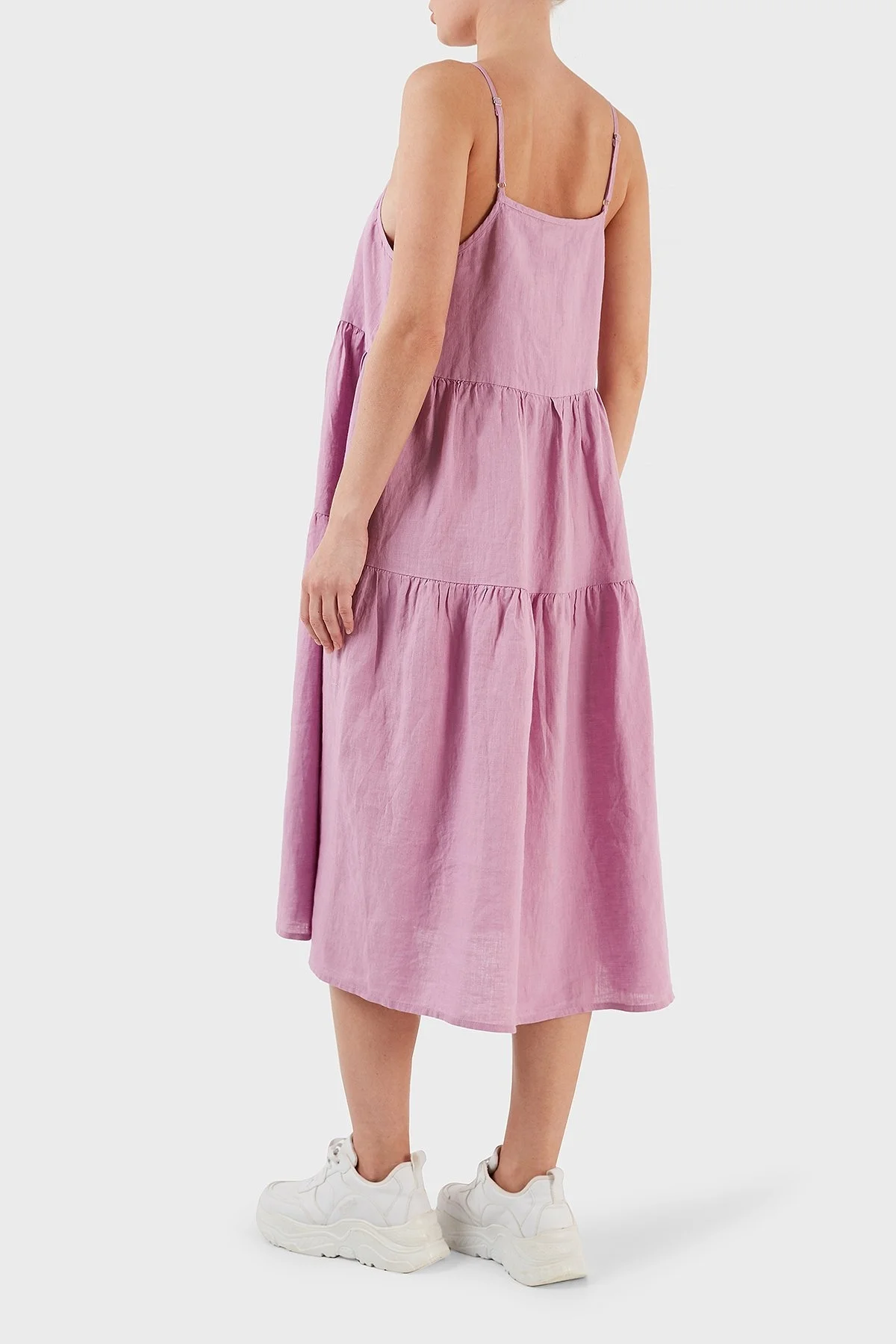 Ruck & Maul İnce Askılı Volanlı Rahat Kesim Bayan Elbise RMW197000005 23900 PEMBE - 4