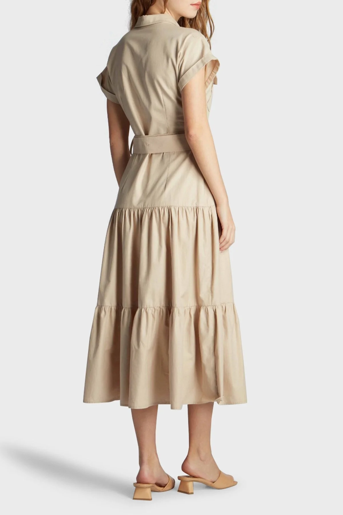 Ruck & Maul Kemerli Gömlek Yaka Regular Fit Bayan Elbise RMW19D000008 23671 BEJ - 4