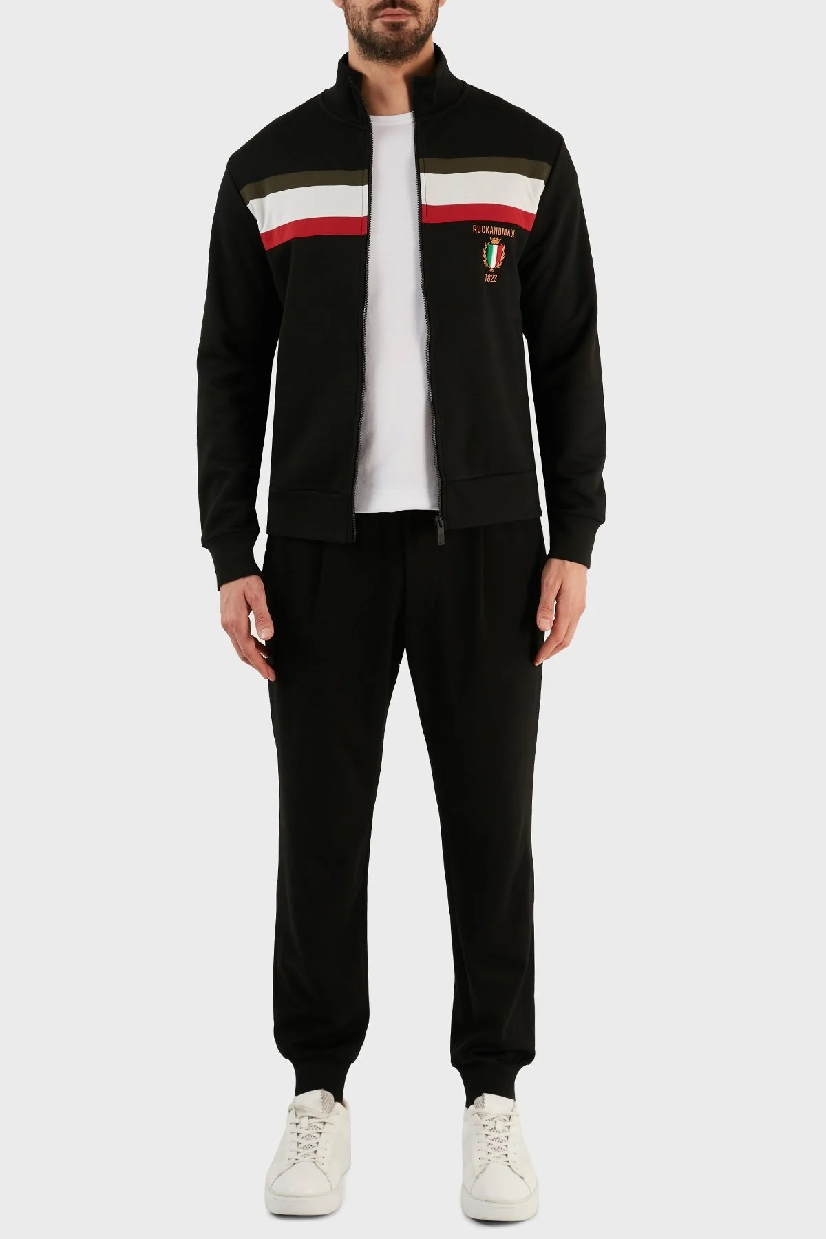 Ruck & Maul Logolu Renk Bloklu Fermuarlı Dik Yaka Cepli Erkek Sweat RMM790007008 21749 SİYAH - 4