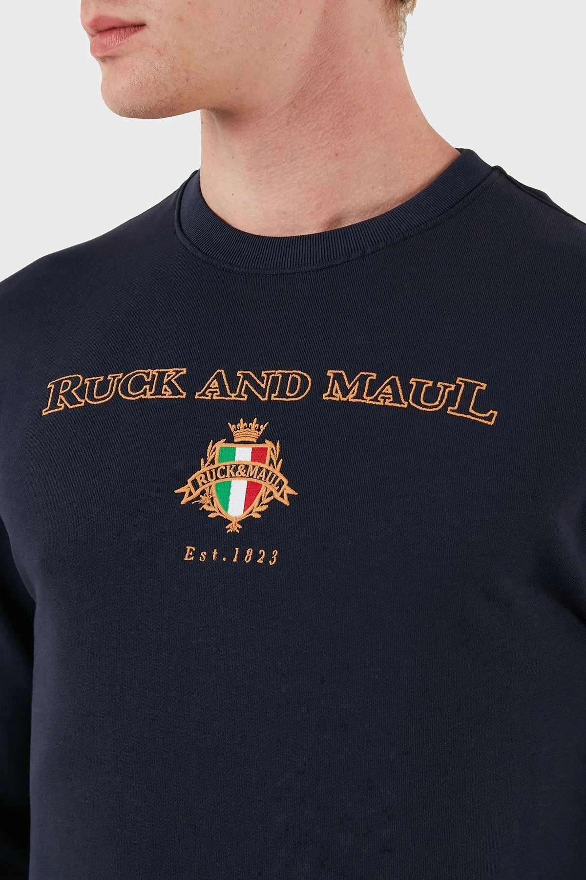 Ruck & Maul Pamuk Regular Fit Bisiklet Yaka Erkek Sweat RMM087000003 24119 LACİVERT - 4