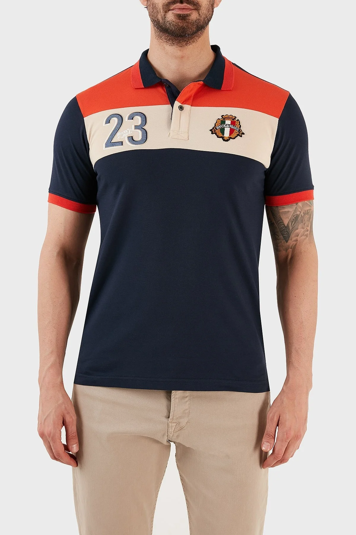 Ruck & Maul Pamuklu Regular Fit Erkek Polo T Shirt RMM010007046 22017 LACİVERT - 1