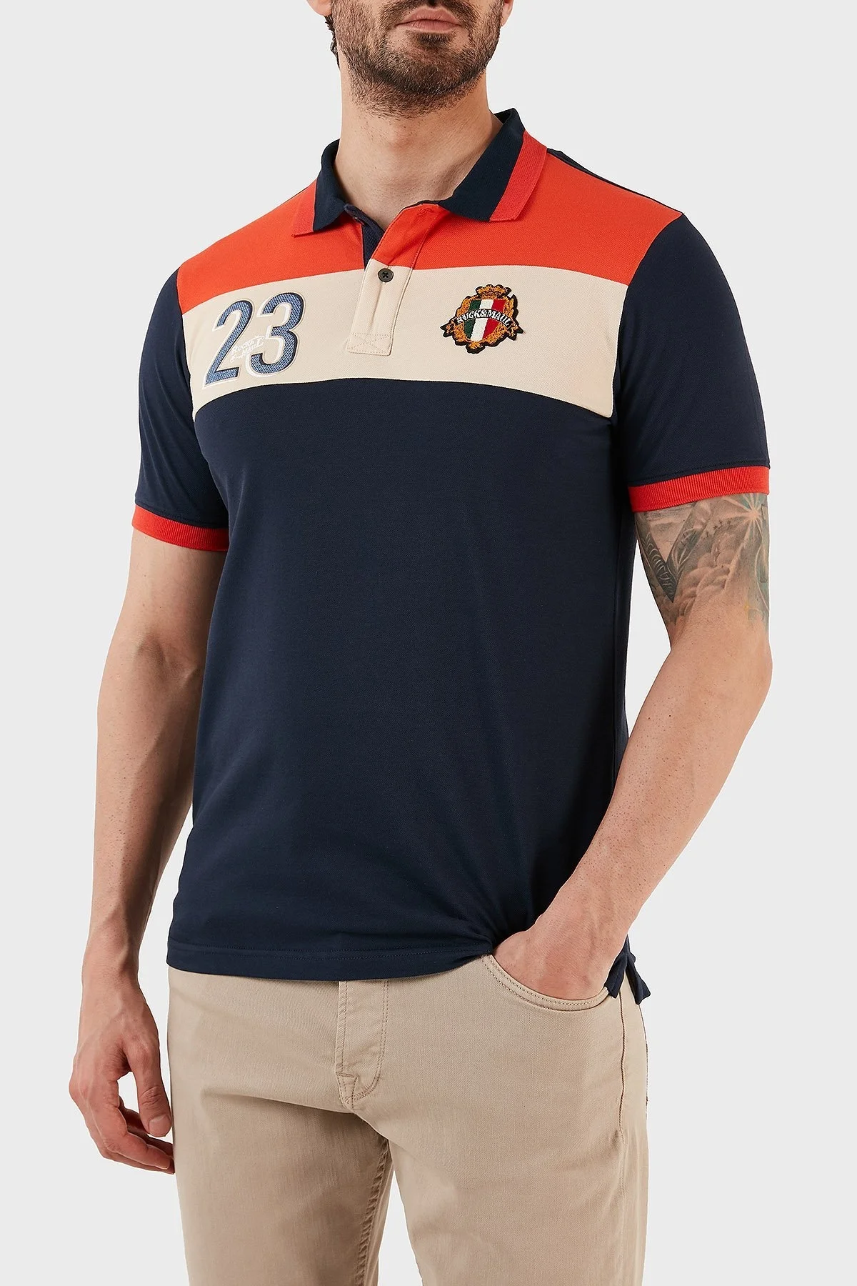 Ruck & Maul Pamuklu Regular Fit Erkek Polo T Shirt RMM010007046 22017 LACİVERT - 3