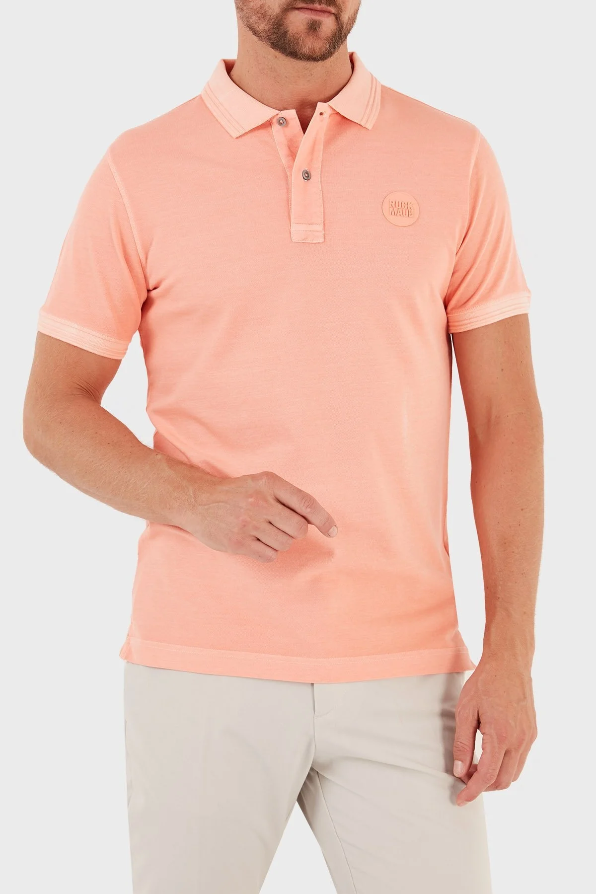 Ruck & Maul Pamuklu Regular Fit Erkek Polo T Shirt RMM015000001 23312 CORAL - 1