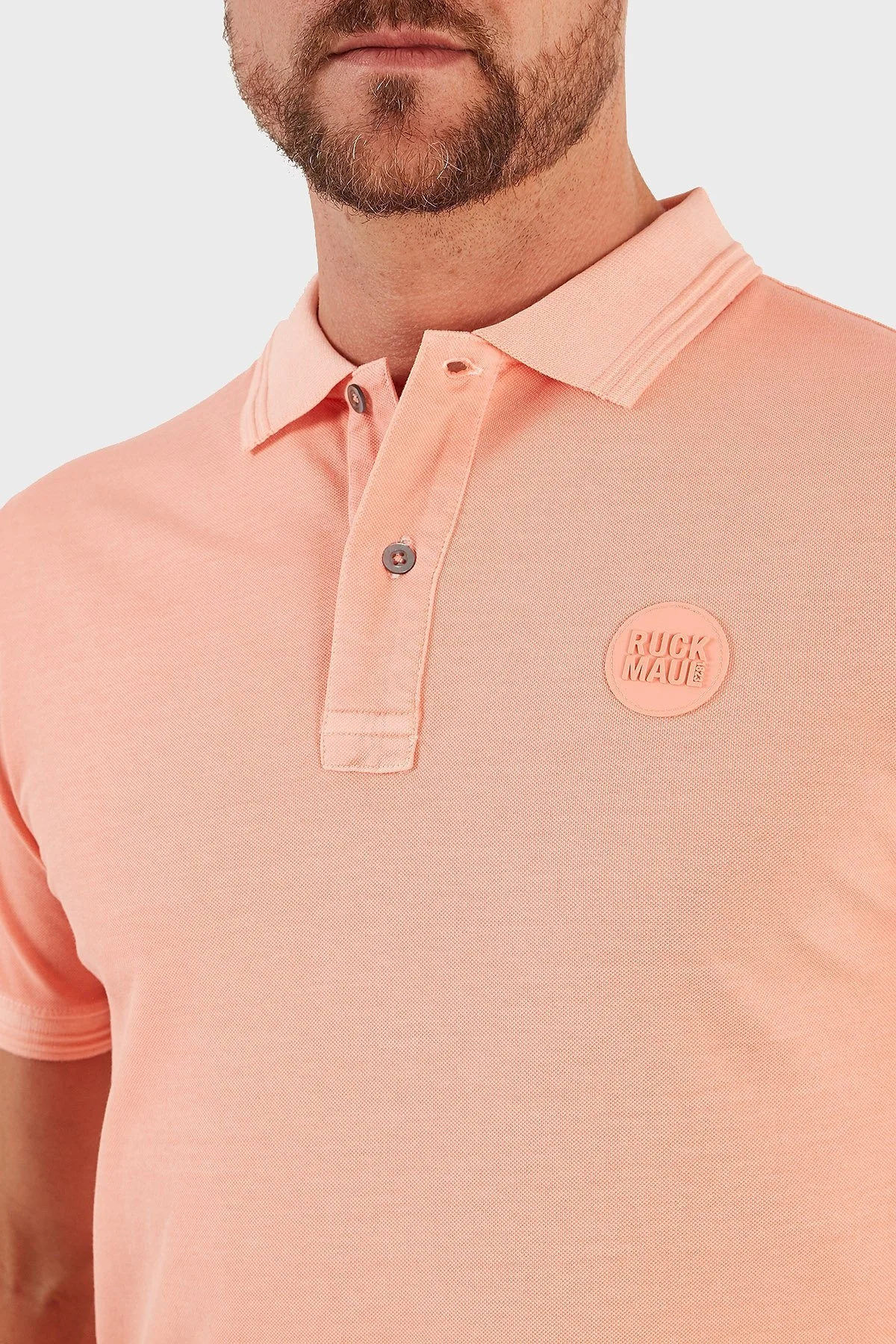 Ruck & Maul Pamuklu Regular Fit Erkek Polo T Shirt RMM015000001 23312 CORAL - 3