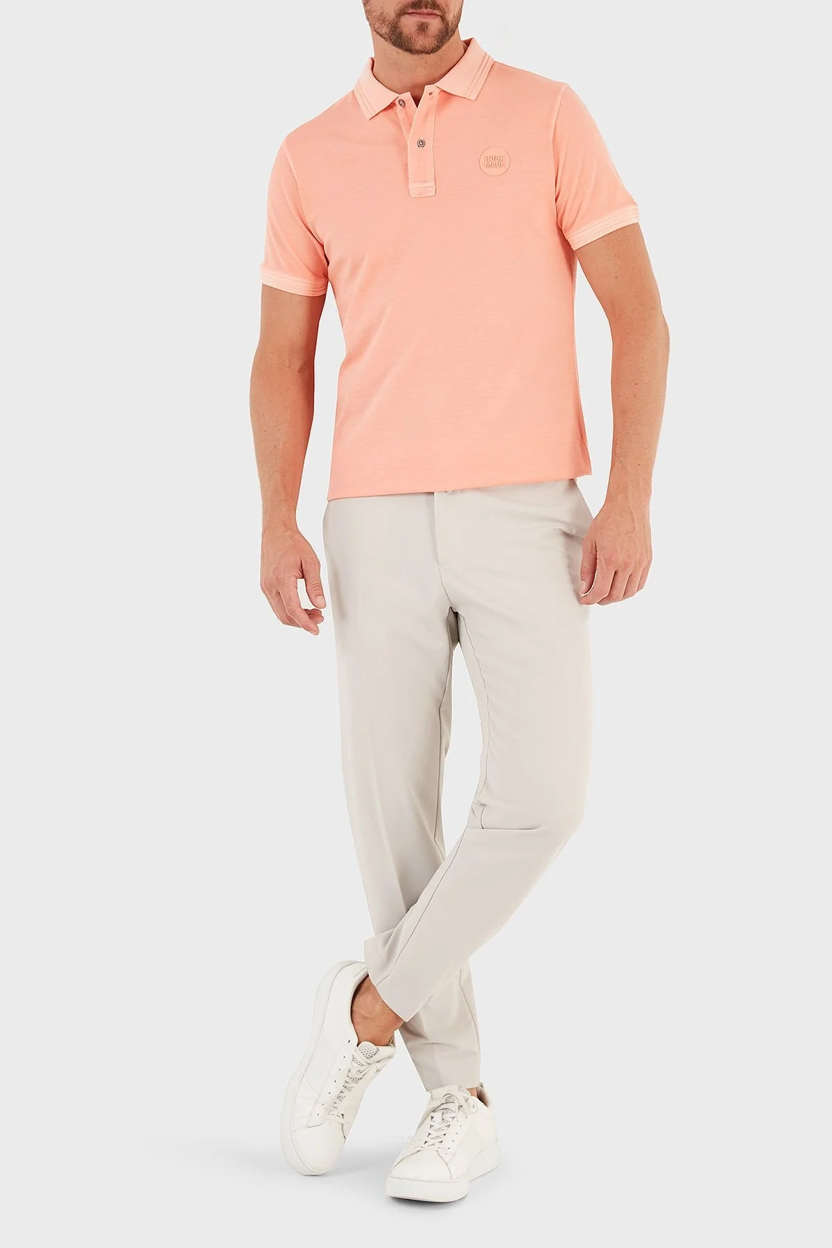 Ruck & Maul Pamuklu Regular Fit Erkek Polo T Shirt RMM015000001 23312 CORAL - 4