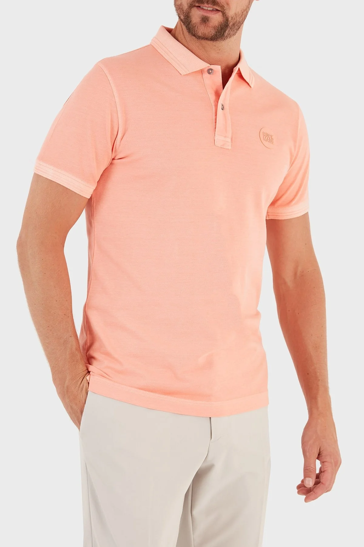 Ruck & Maul Pamuklu Regular Fit Erkek Polo T Shirt RMM015000001 23312 CORAL - 5
