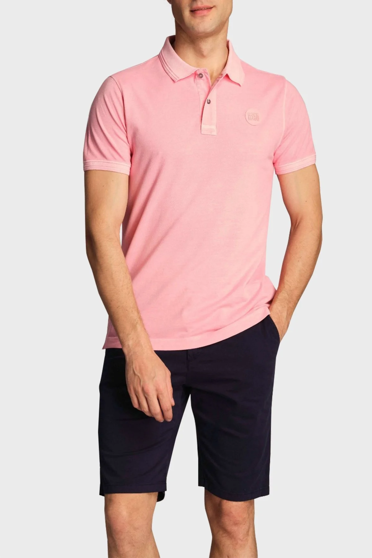Ruck & Maul Pamuklu Regular Fit Erkek Polo T Shirt RMM015000001 23312 PEMBE - 1