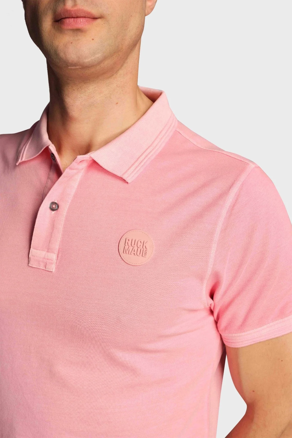 Ruck & Maul Pamuklu Regular Fit Erkek Polo T Shirt RMM015000001 23312 PEMBE - 4