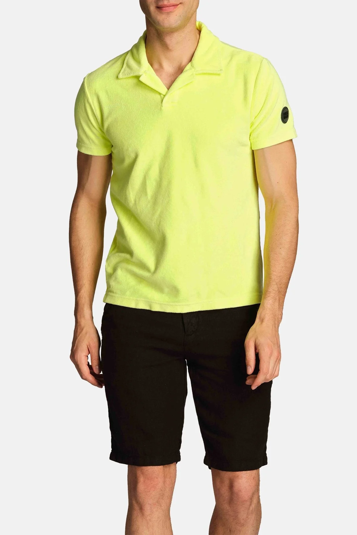 Ruck & Maul Pamuklu Regular Fit Havlu Dokulu Erkek Polo Yaka T Shirt RMM015000003 23354 NEON-SARI - 1