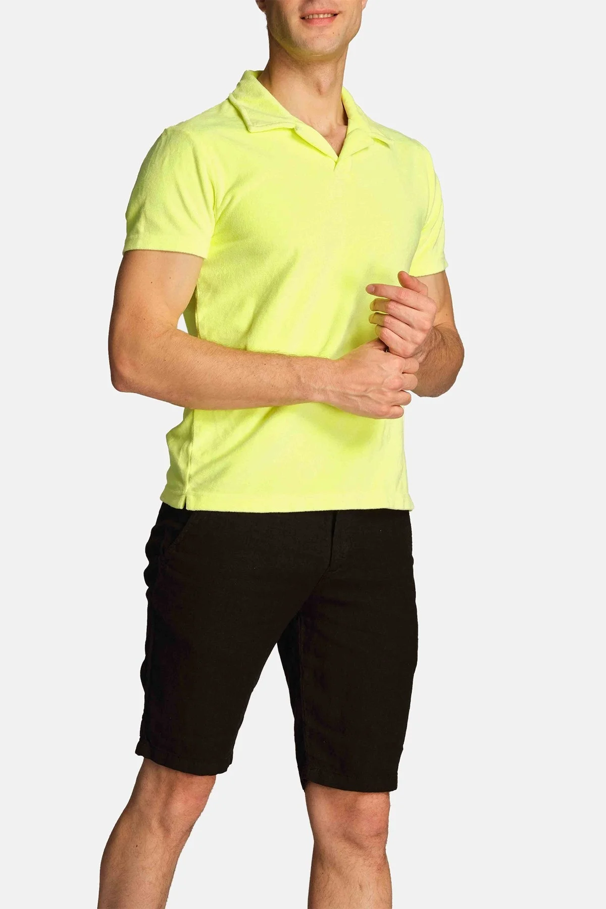 Ruck & Maul Pamuklu Regular Fit Havlu Dokulu Erkek Polo Yaka T Shirt RMM015000003 23354 NEON-SARI - 3