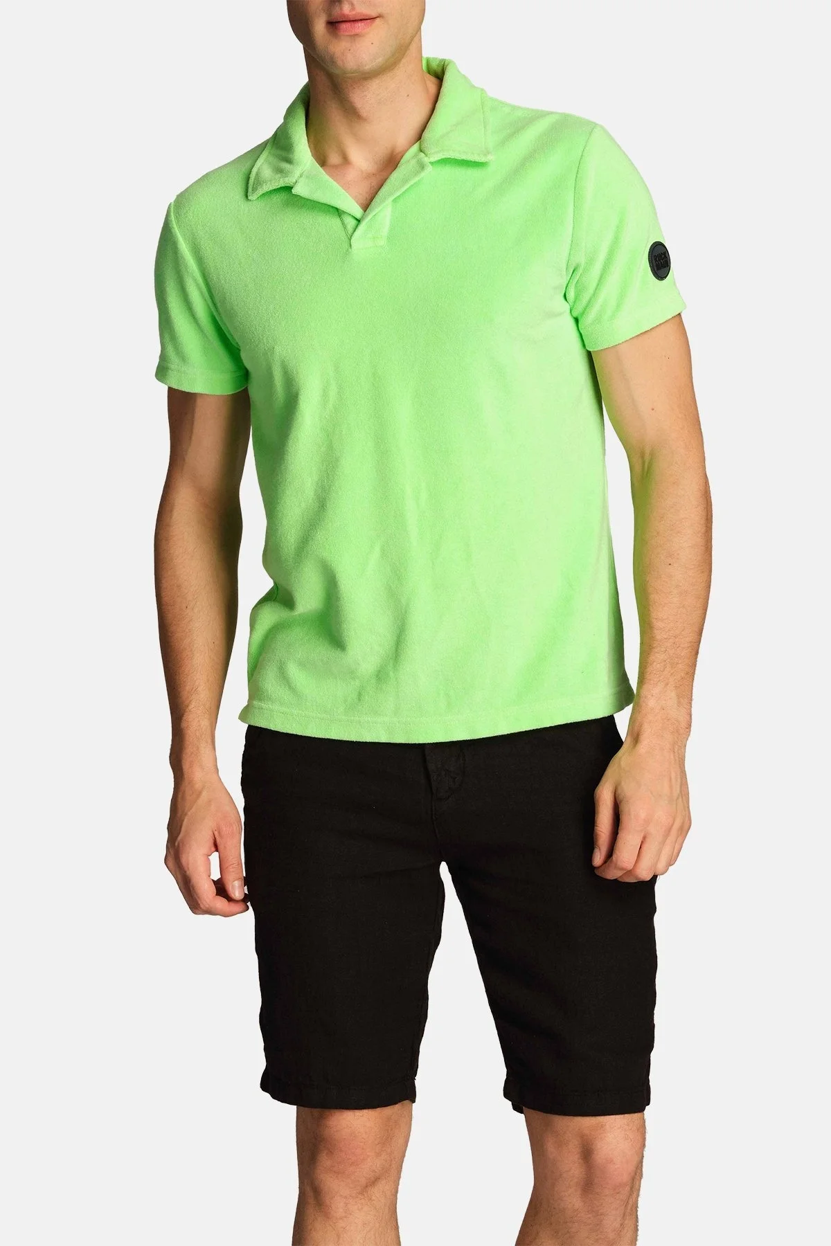 Ruck & Maul Pamuklu Regular Fit Havlu Dokulu Erkek Polo Yaka T Shirt RMM015000003 23354 NEON YEŞİL - 1