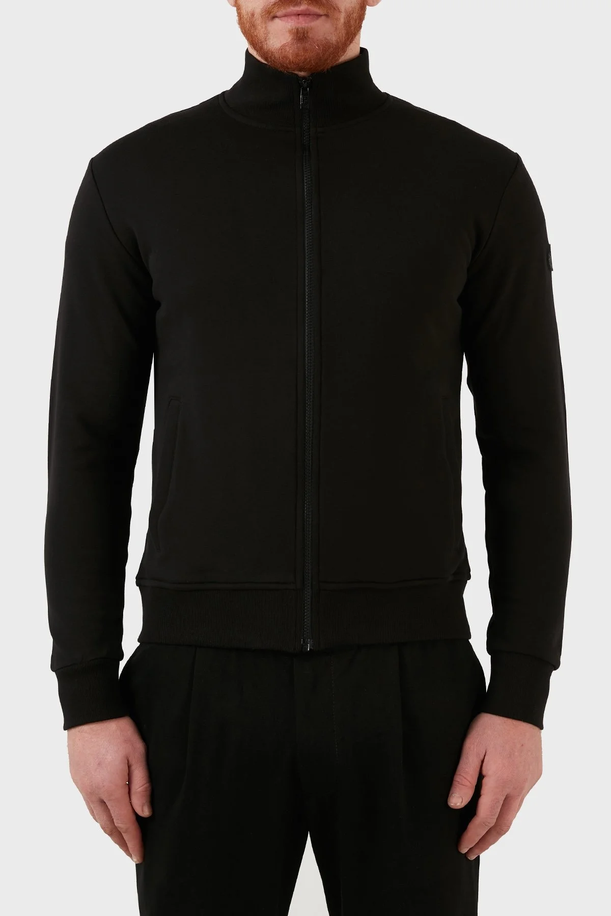 Ruck & Maul Regular Fit Dik Yaka Cepli % 100 Pamuk Erkek Sweat RMM54000708 SİYAH - 1