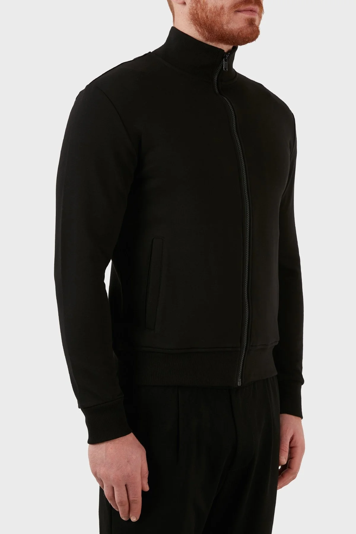 Ruck & Maul Regular Fit Dik Yaka Cepli % 100 Pamuk Erkek Sweat RMM54000708 SİYAH - 4