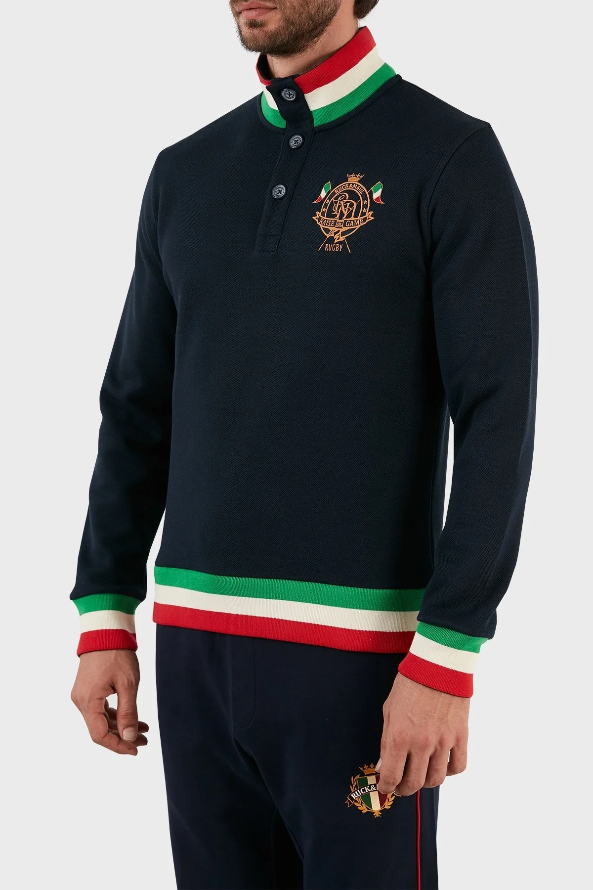 Ruck & Maul Regular Fit Düğmeli Dik Yaka Erkek Sweat RMM08000701021778 LACİVERT - 2