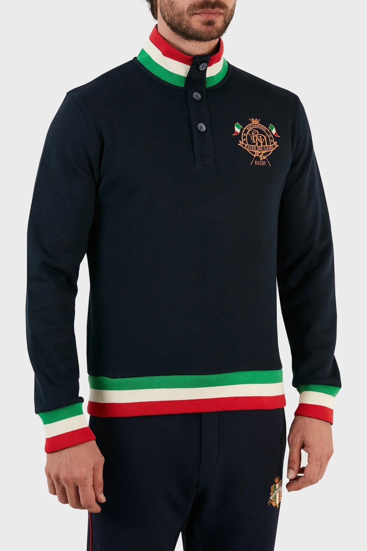 Ruck & Maul Regular Fit Düğmeli Dik Yaka Erkek Sweat RMM08000701021778 LACİVERT - 3