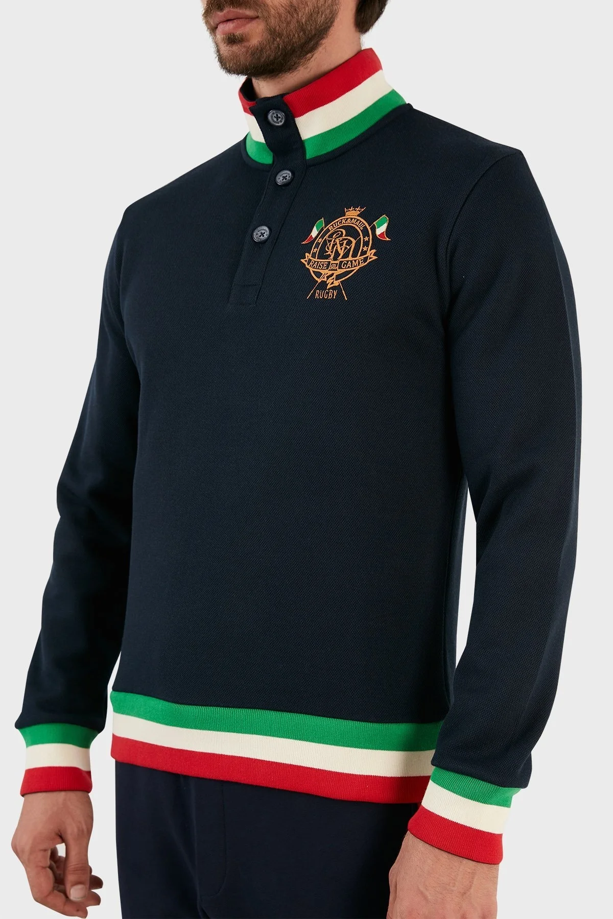 Ruck & Maul Regular Fit Düğmeli Dik Yaka Erkek Sweat RMM08000701021778 LACİVERT - 5