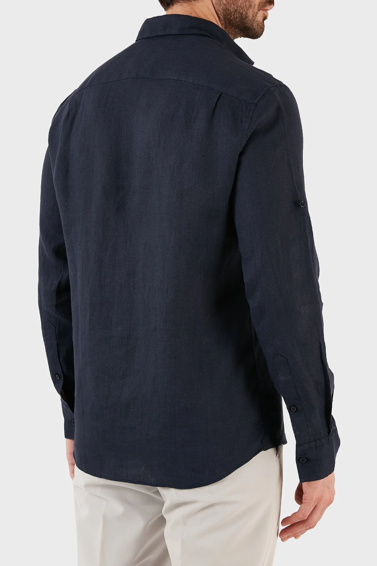 Ruck & Maul Regular Fit Nakış Detaylı Uzun Kollu % 100 Keten Erkek Gömlek RMM027000007 23950 LACİVERT - 5