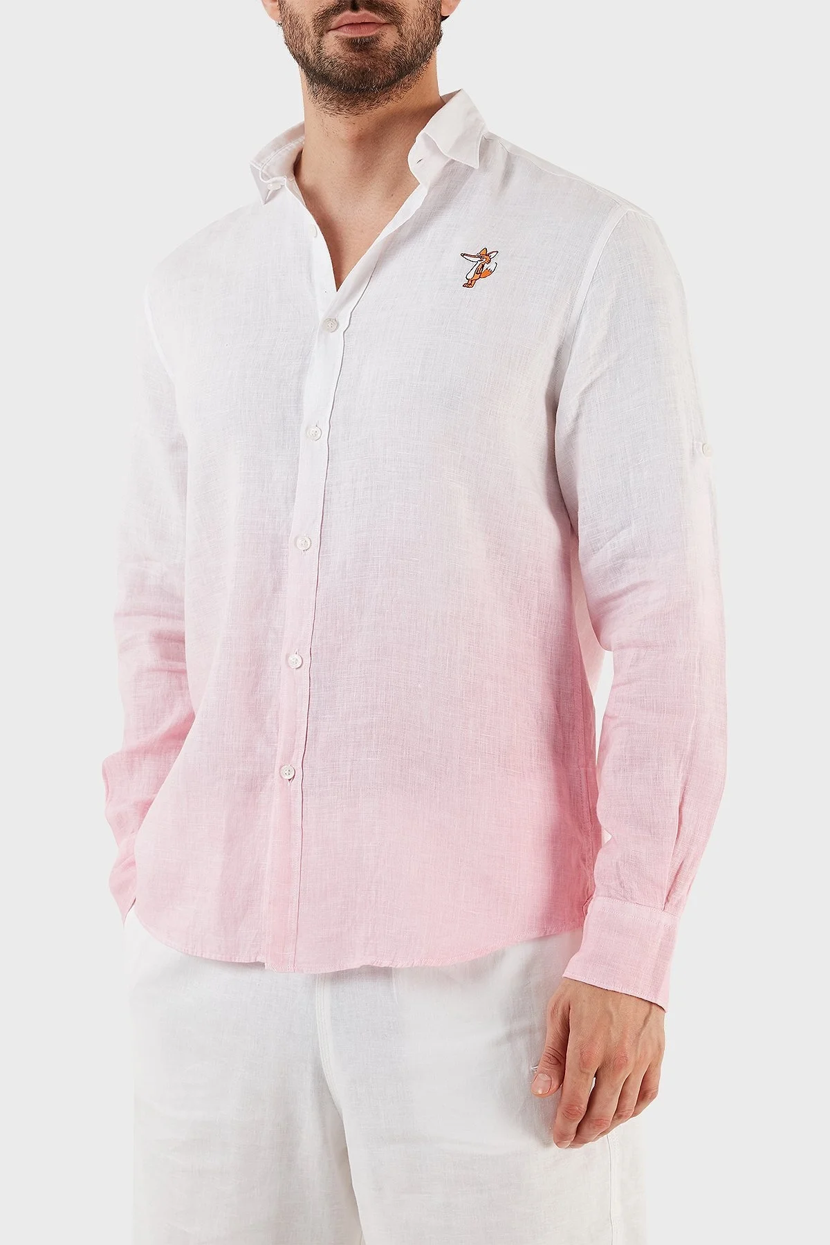 Ruck & Maul Regular Fit Uzun Kollu % 100 Keten Erkek Gömlek RMM027000008 23952 PEMBE - 3