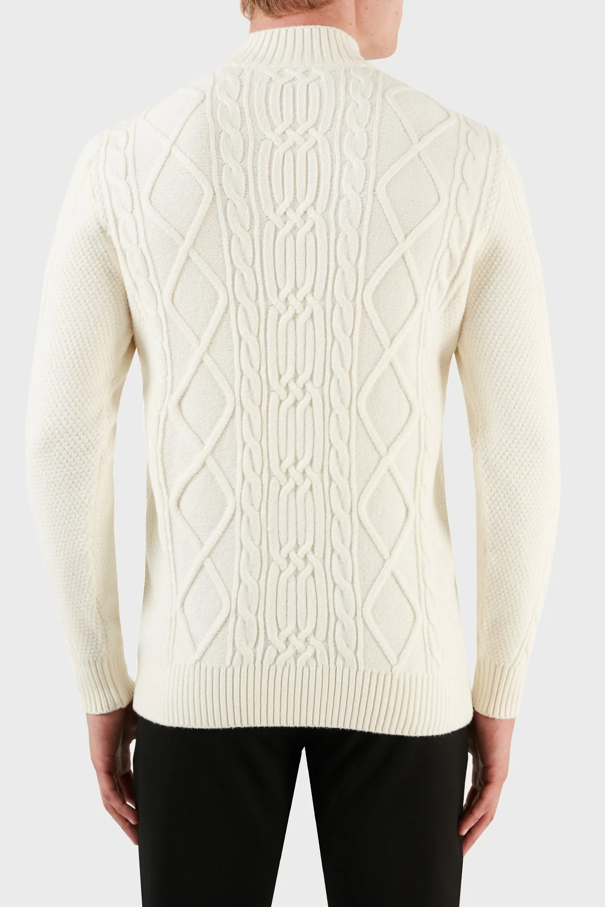 Ruck & Maul Regular Fit Yarım Balıkçı Örme Erkek Kazak RMM945000003 24509 EKRU - 2