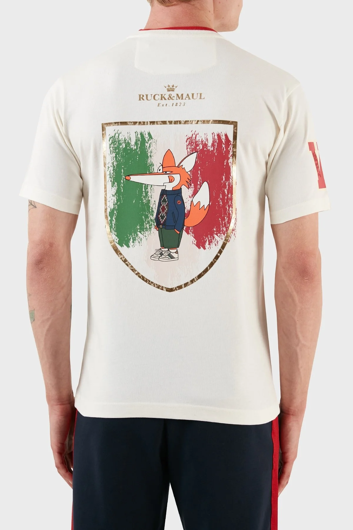 Ruck & Maul Sırt Baskılı % 100 Pamuk Regular Fit Örme Erkek T Shirt RMM031300012 24665 EKRU - 2