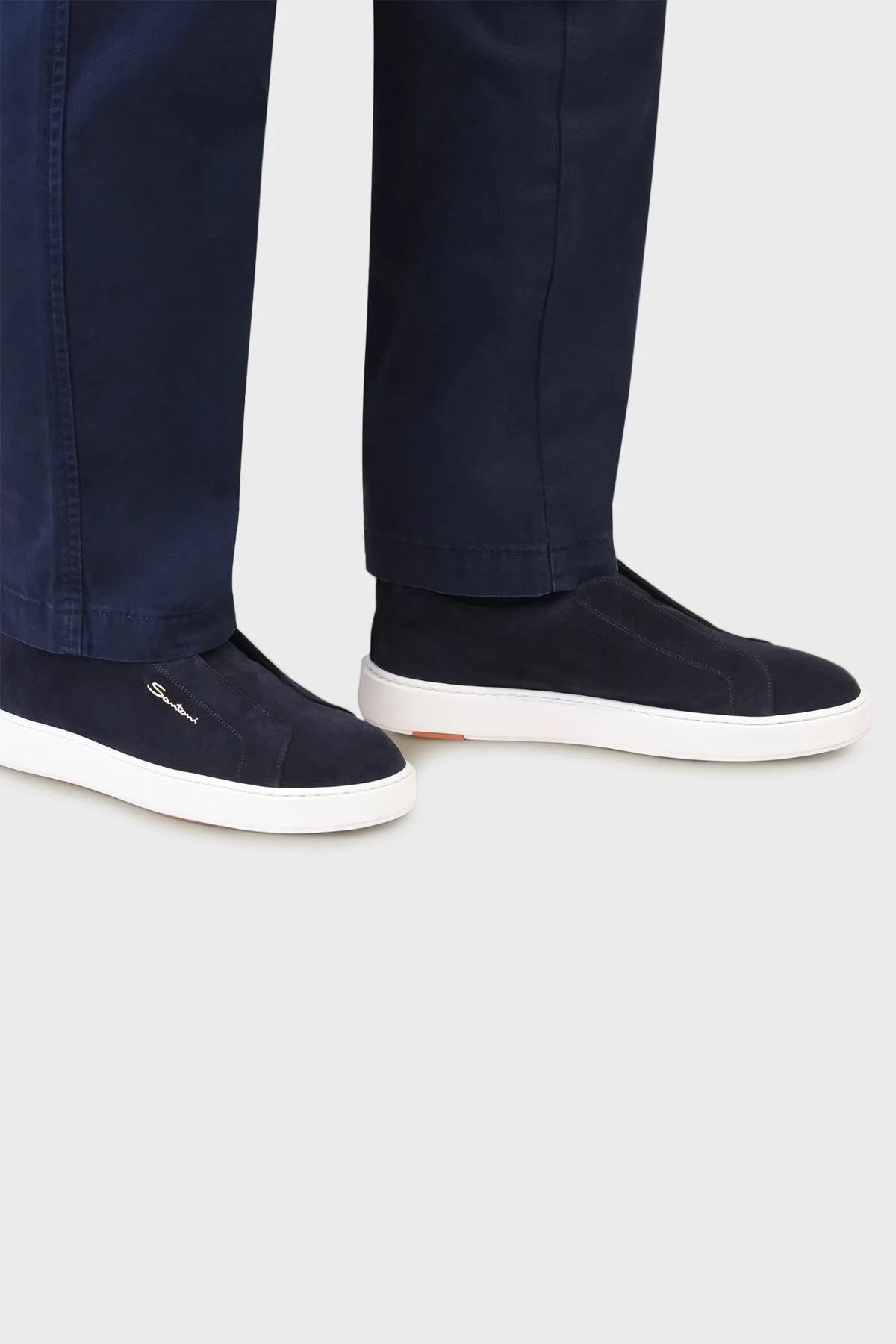 Santoni % 100 Deri Süet Slip-On Sneaker Erkek Ayakkabı MBCD21959BARTSEYU60 LACİVERT - 2