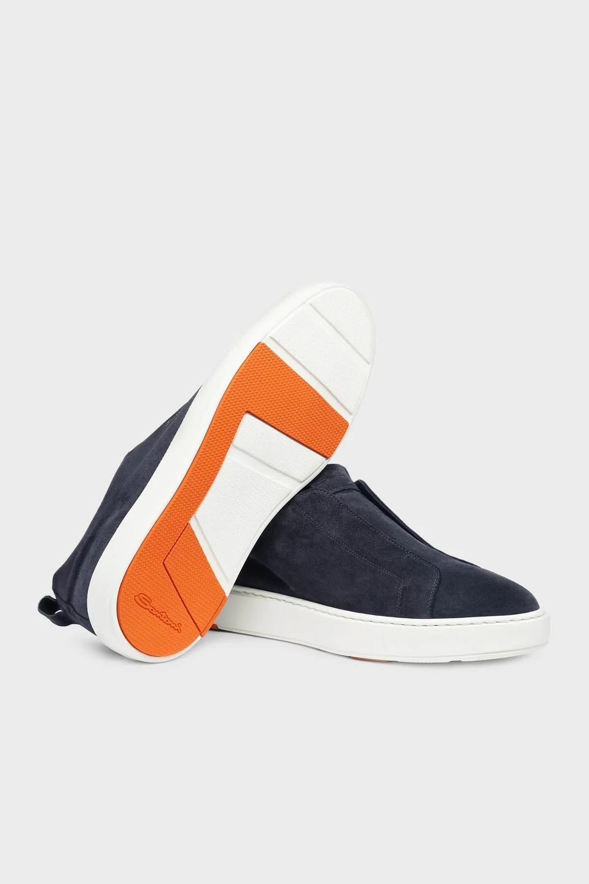Santoni % 100 Deri Süet Slip-On Sneaker Erkek Ayakkabı MBCD21959BARTSEYU60 LACİVERT - 4