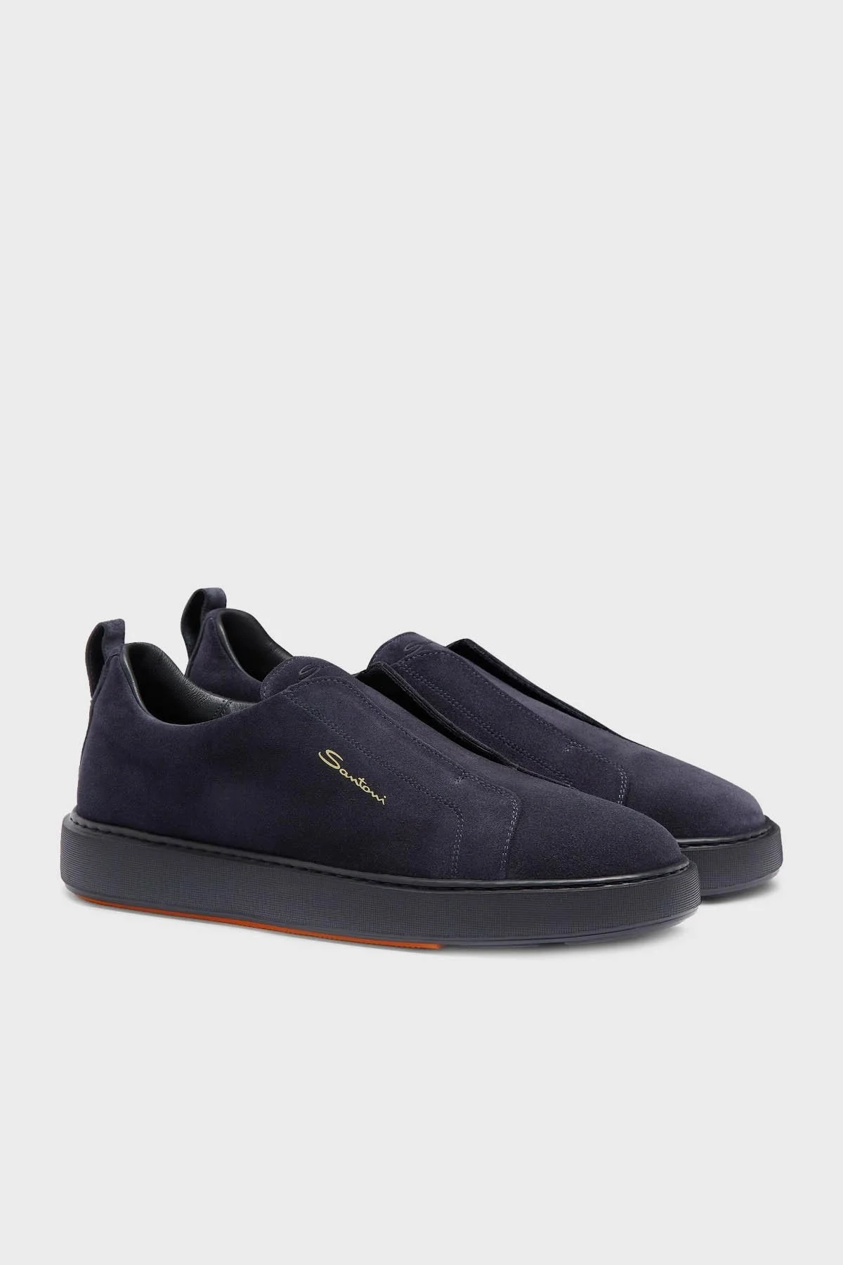 Santoni % 100 Deri Süet Slip-On Sneaker Erkek Ayakkabı MBCD21995OCATSEYU60 LACİVERT - 3