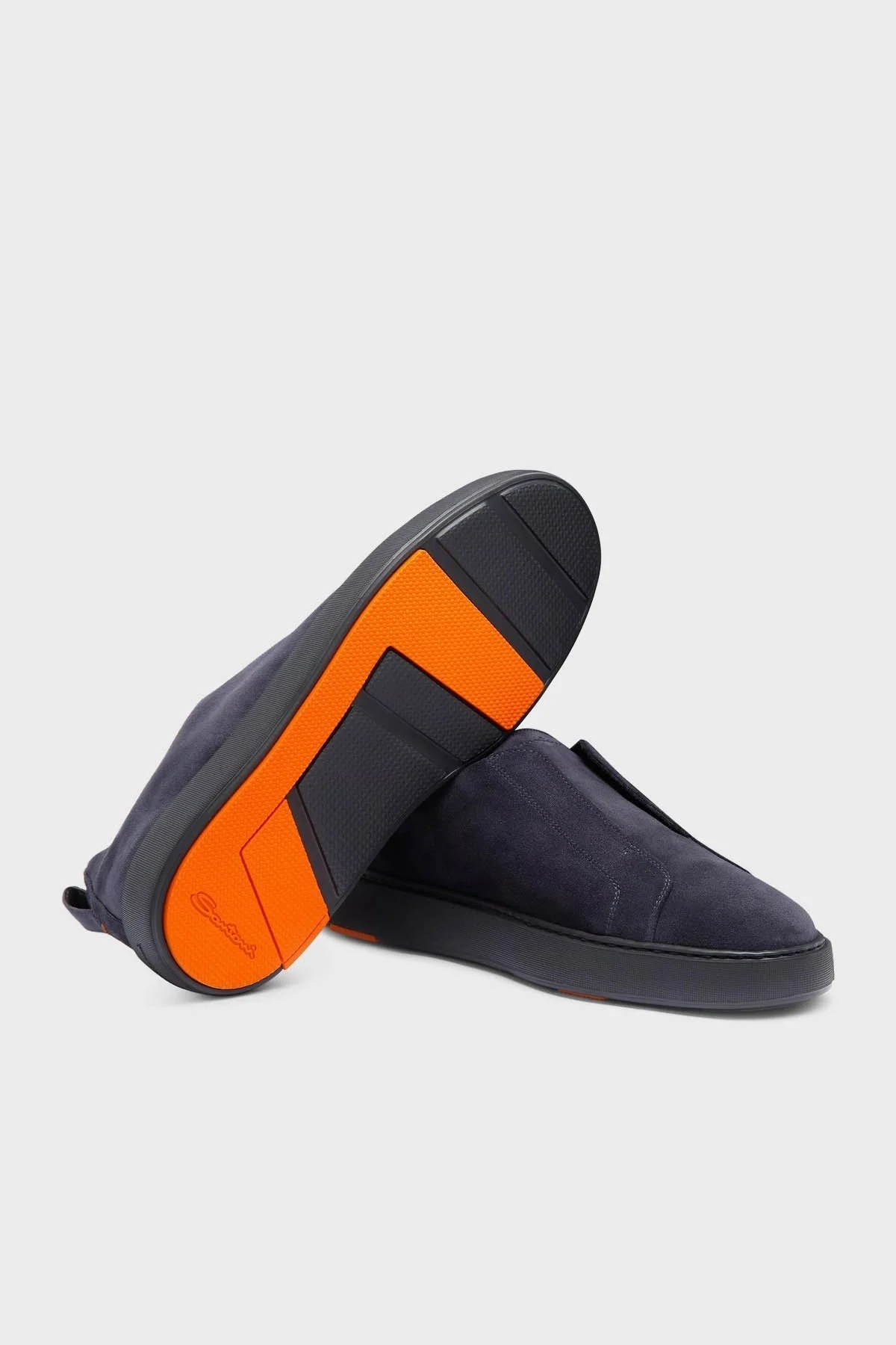 Santoni % 100 Deri Süet Slip-On Sneaker Erkek Ayakkabı MBCD21995OCATSEYU60 LACİVERT - 5