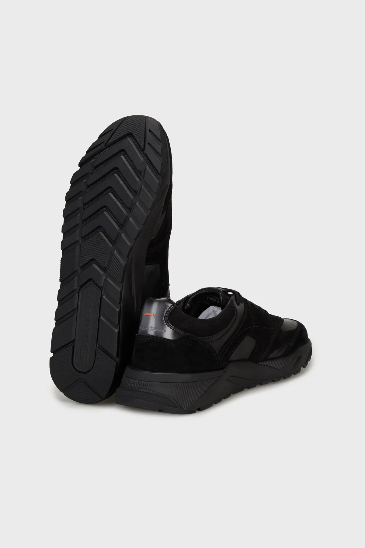 Santoni Deri Logolu Sneaker Erkek Ayakkabı MBIM22112NERTKOHN01 SİYAH - 4