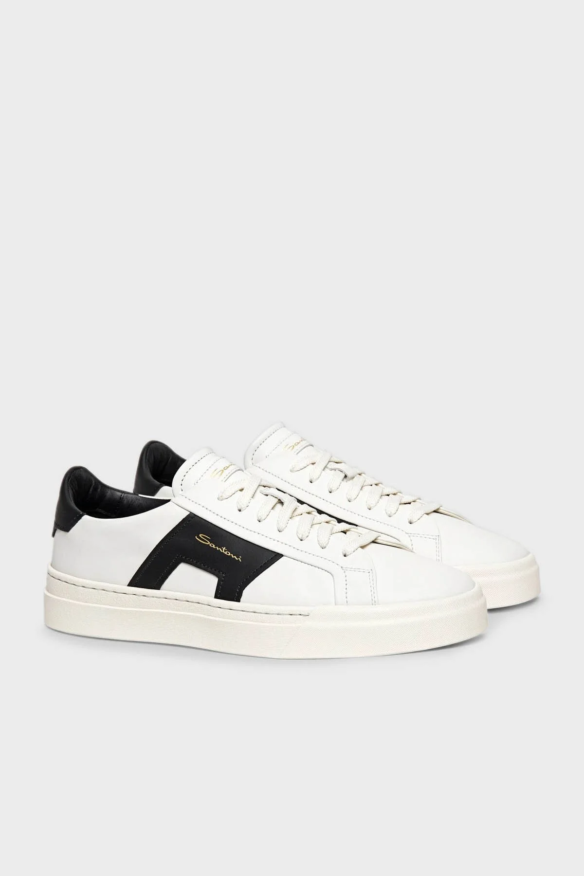 Santoni Hakiki Deri Sneaker Erkek Ayakkabı MBGT21779PNNRBWEI10 BEYAZ-SİYAH - 2