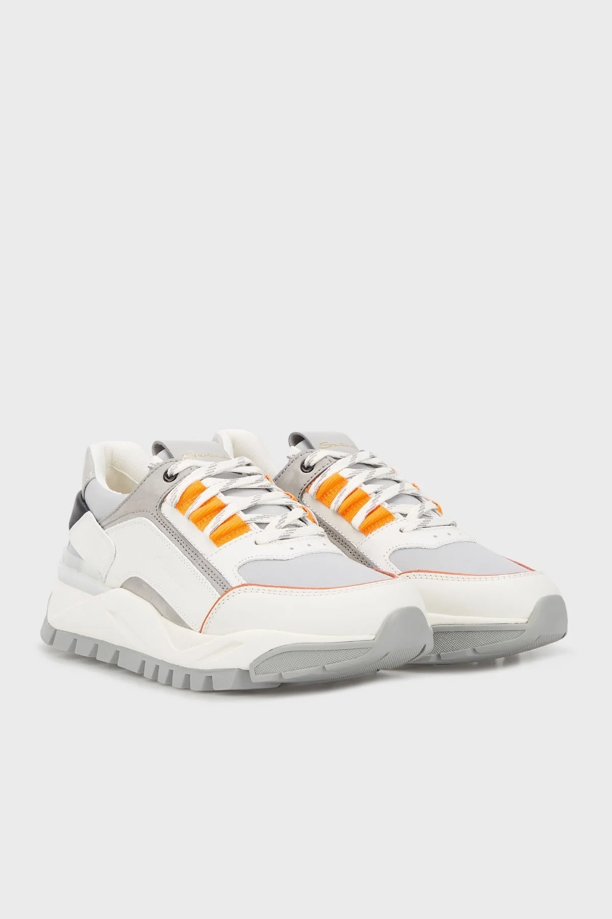 Santoni Hakiki Deri Sneaker Erkek Ayakkabı MBIH21877BGAGREGG41 GRİ-BEYAZ - 3